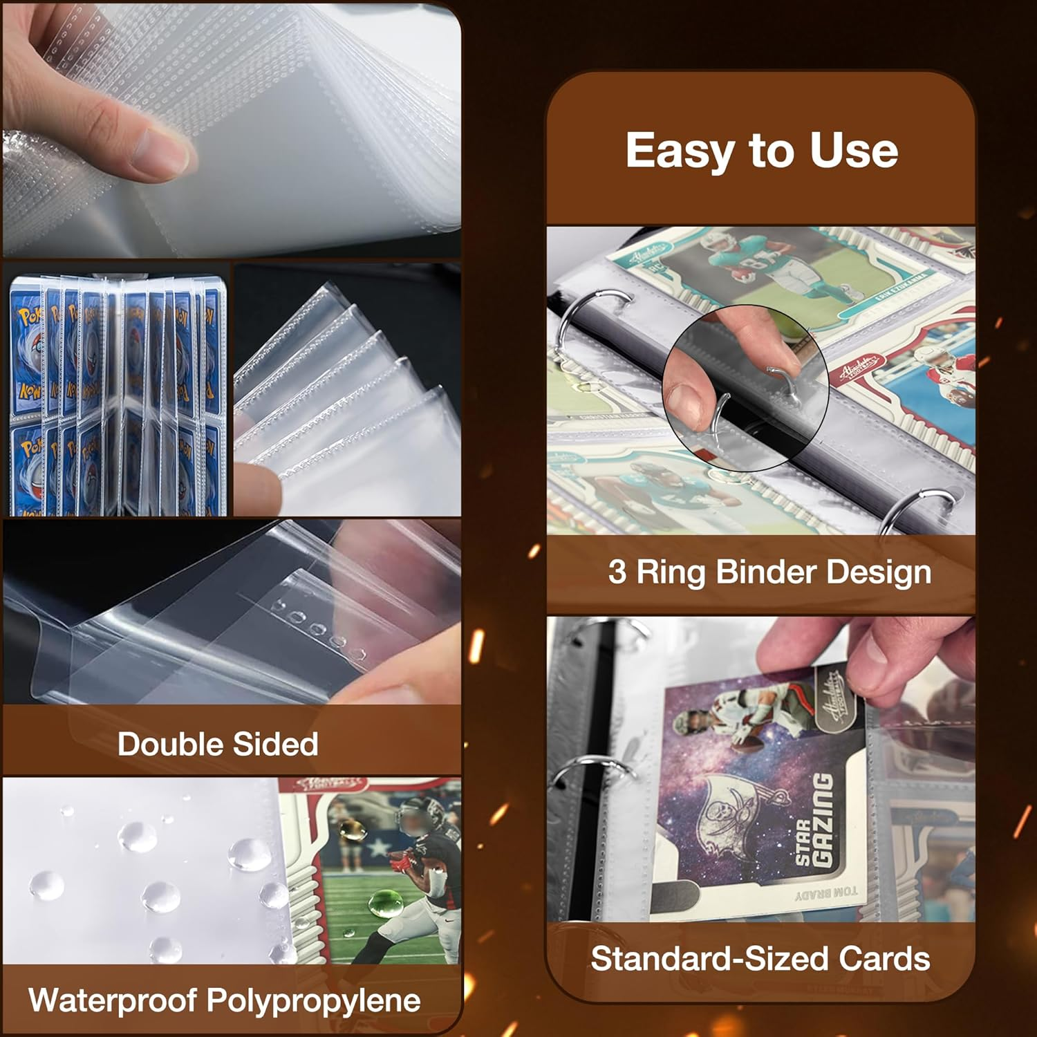 RONMONG Football Card Binder,2024 Sports Trading Card with Sleeves Holder Album,990 Pockets Rugby Card Holder Sheets Display Storage Protectors for Collectors Boys and Girls Gift image number 7