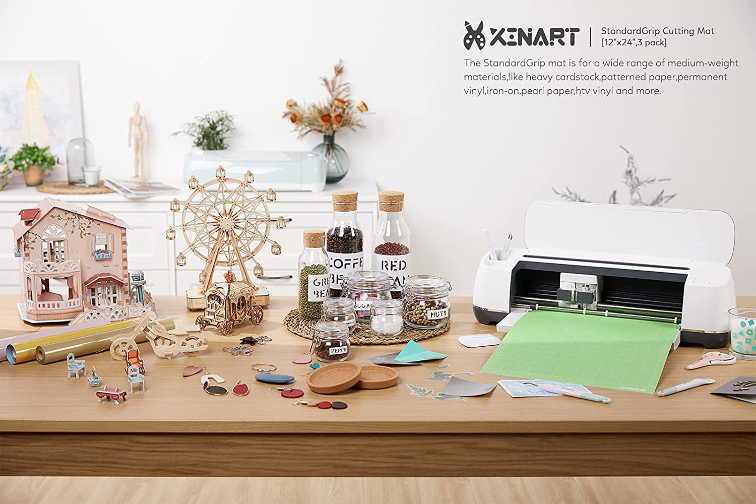 12X24 Cutting Mat for Cricut Maker 3/Maker 4/Maker/Explore 4/3/2/1 (Varietygrip, 4 Pack) Quilting Cricket Cutting Mats for Cricut image number 1