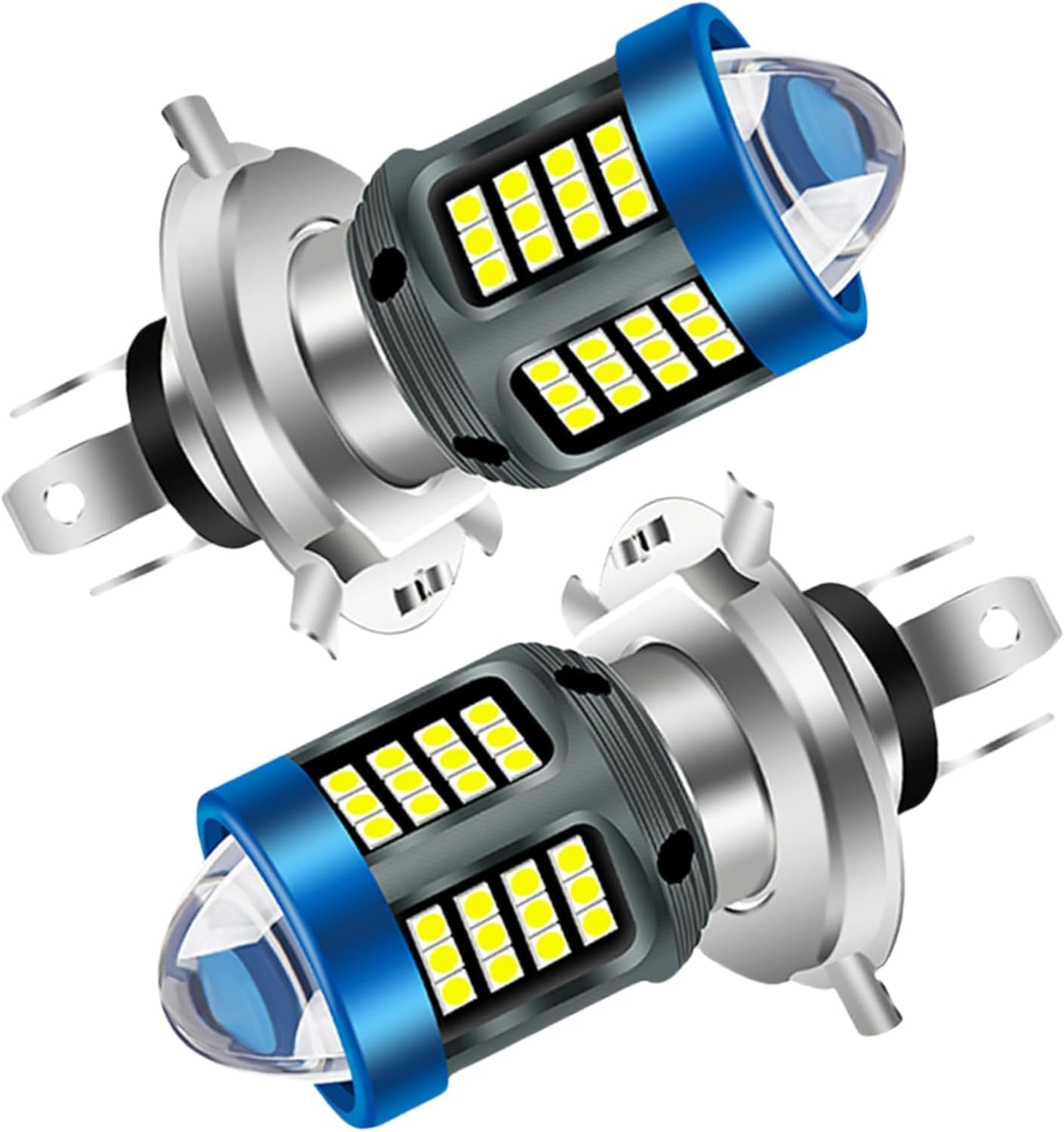 Windance 2Pack, H4 LED Bulb 1200LM 13W with Lens, Hi/Lo Beam Super Bright 12V-80V Daytime Running Light Bulbs for Motorcycles E-Bike Scooters ATV UTV Pit Bike(White, H4)