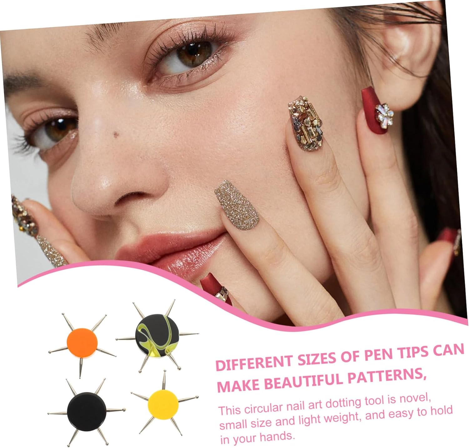 BESTYASH 4Pcs Dotted Needle Clay Tools for Nail Art for Manicure Drill Nail Tools Accessories image number 3