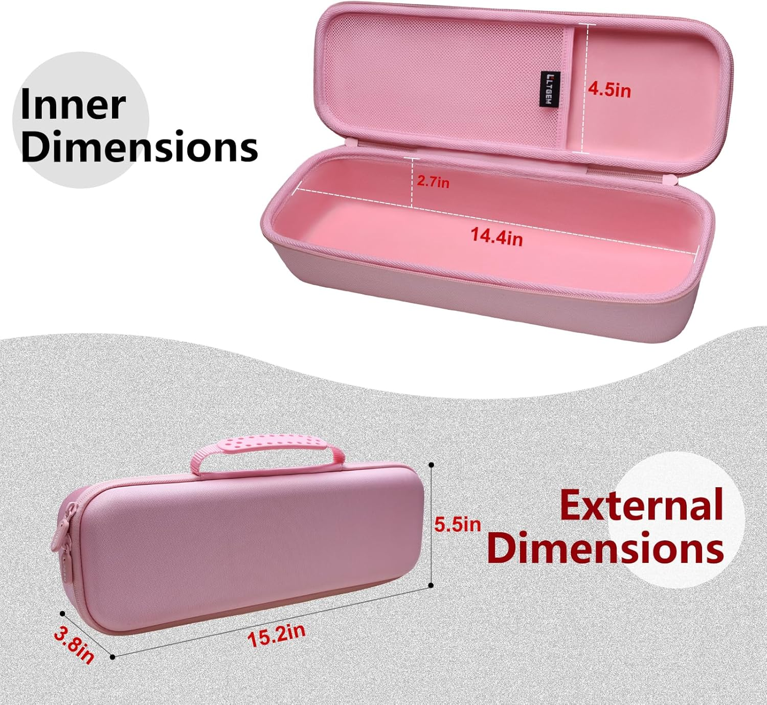 LTGEM Case Compatible with TYMO ROVY Beach Waves Curling Wand, Case Only (Pink)