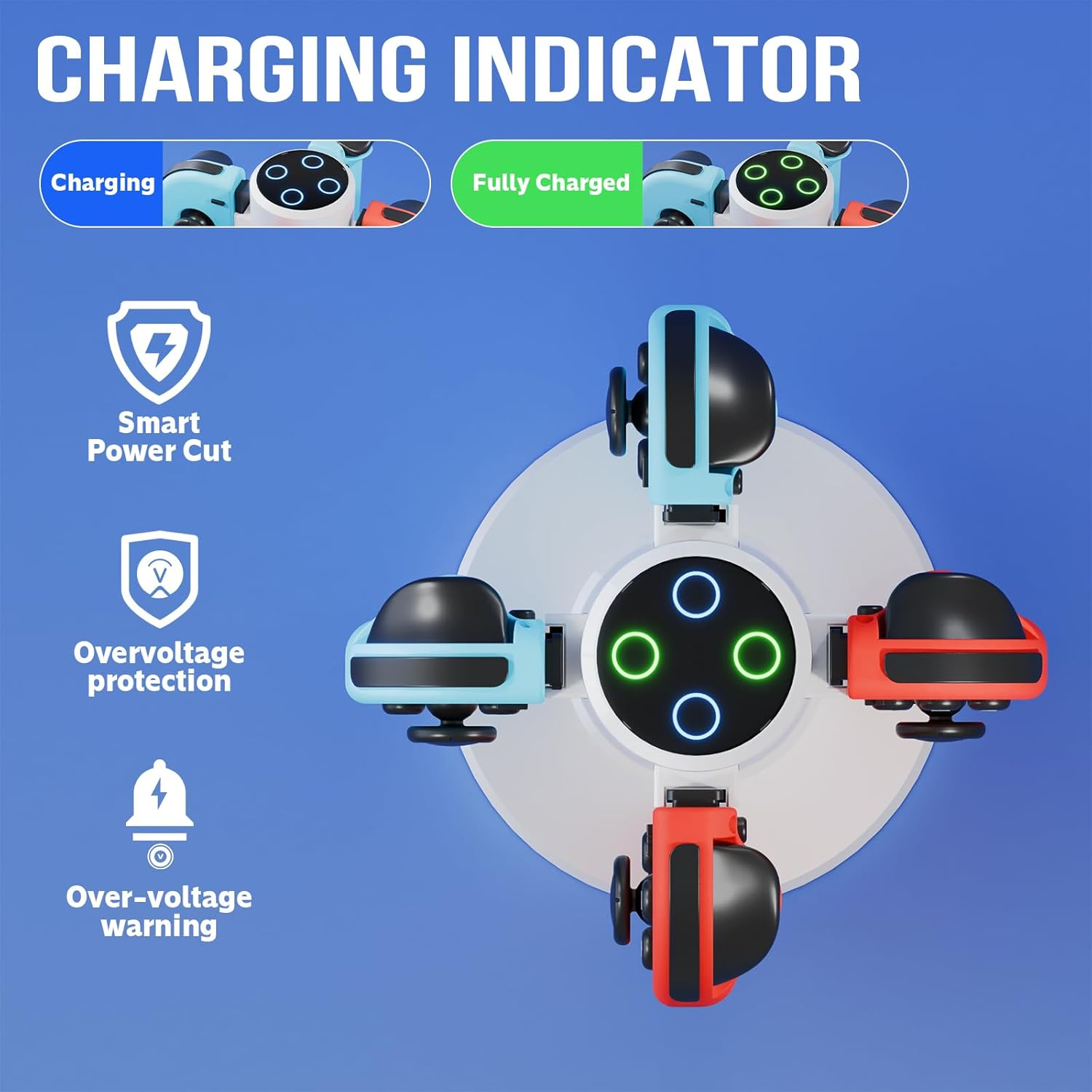 HONCAM Joycon Charging Dock for Switch Controller, Switch Accessories Compatible Switch Joycon,4 in 1 Charger with a USB Type-C Cord, White image number 4