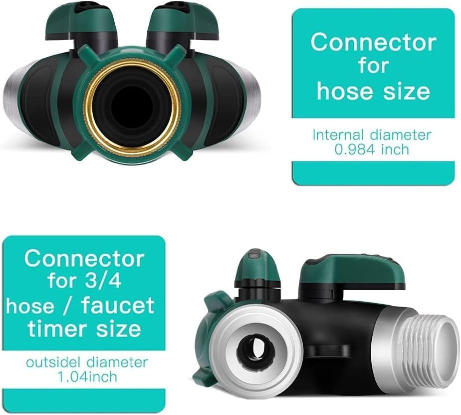 Garden Hose Splitter, 2 Way Hose Tap Connector, Hose Pipe Connector, Garden Water Pipe Connectors, Garden Hose Y-Splitter Connection with Individual On/Off Valves for Water Pipe image number 1