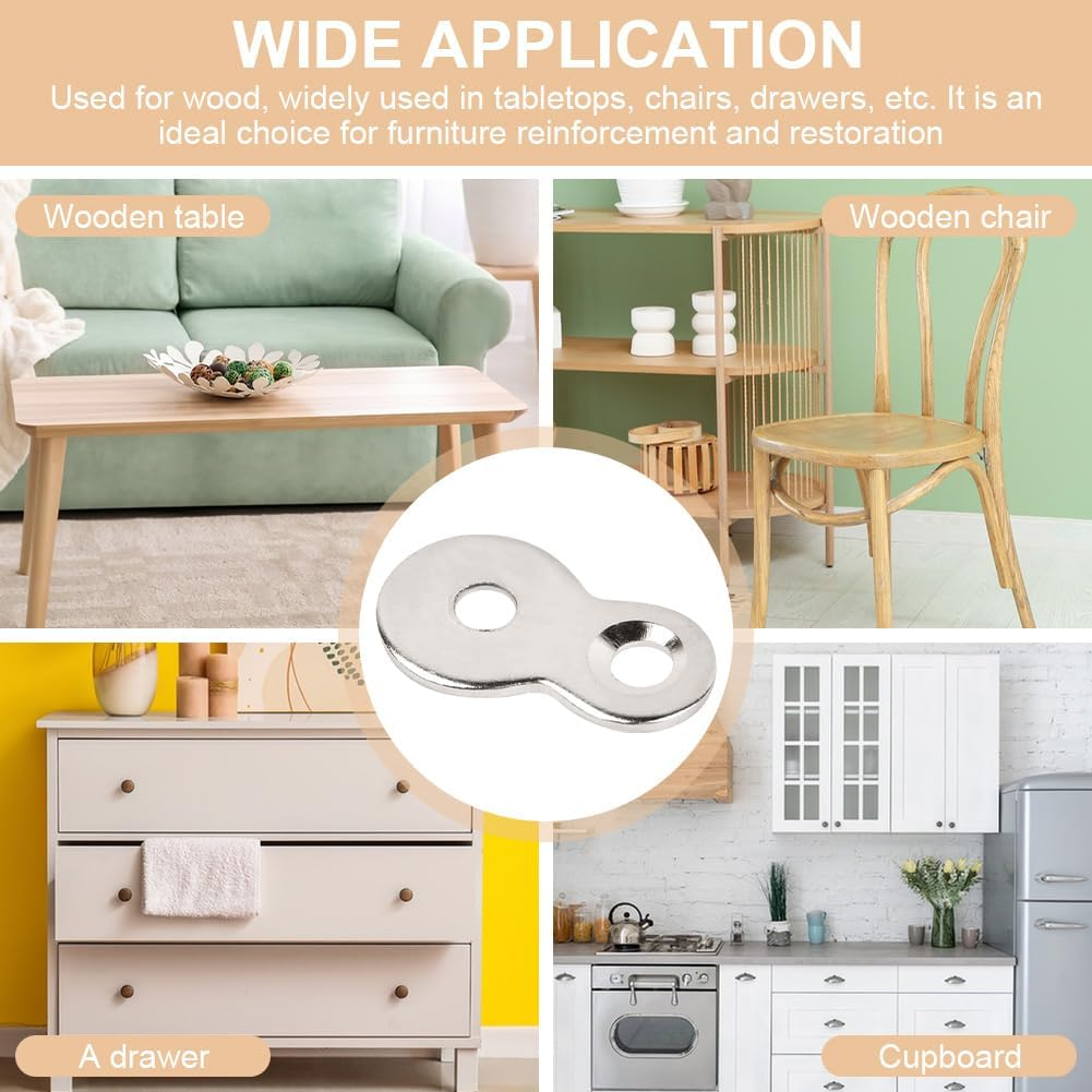 20Pcs Figure 8 Fastener Steel, Table Top Fasteners, Table Top Connector Desk Top Fasteners Clip for Wood Heavy Duty Easy Install Chair Table Top Repair(Silver) image number 4