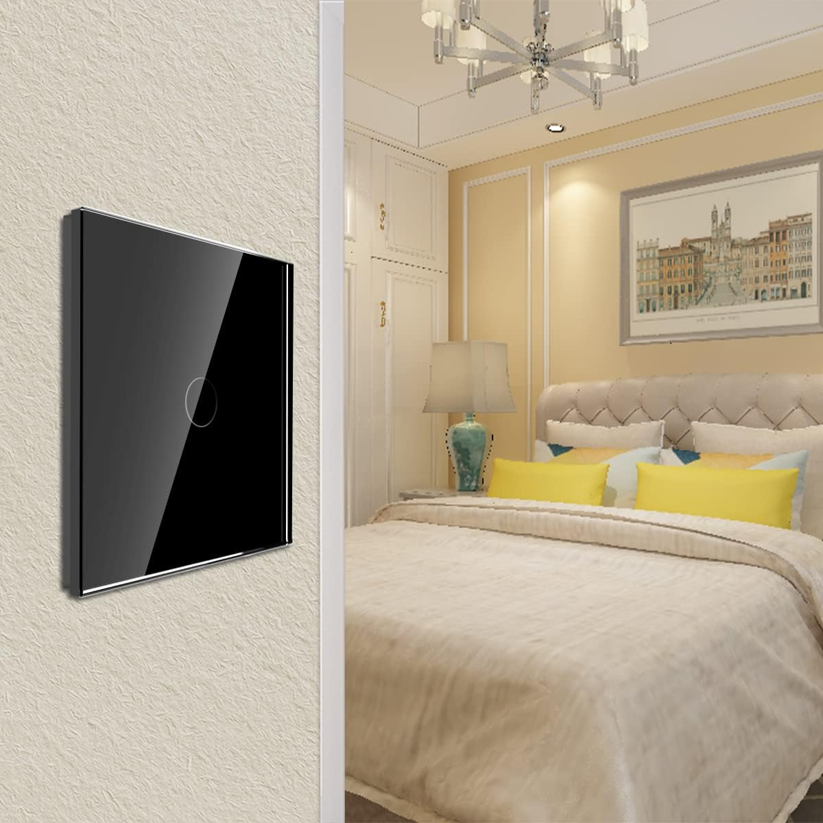 JIMEIDA Smart Touch Light Switch, White Glass Panel, 600 W, Smart Light Switch for Alexa, Google Home, 1 Gang with Status LED, Neutral Conductor Required image number 4