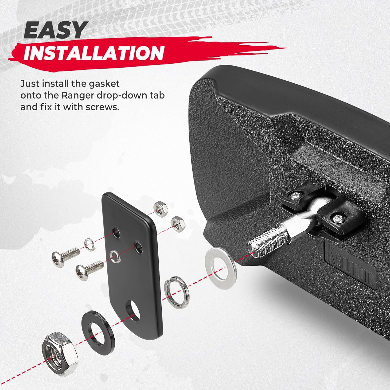 KEMIMOTO UTV Rear View Mirror Compatible with Polaris Ranger 500 570 900 XP 1000 Xp/Crew 2017-2025 with Factory Drop down Mounting Tab, UTV Panoramic Rear View Mirror OEM #2879969 image number 3