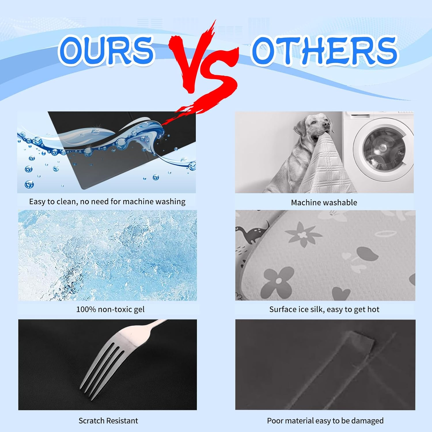 Dog Cooling Mat, Cooling Mat for Dogs and Cats, Dog Cooling Mat for Summer, Dog Cooling Mat, Self-Cooling Cushion with Non-Toxic Gel, Pets Cooling Dog Mat (Black, 50 X 40 Cm) image number 1