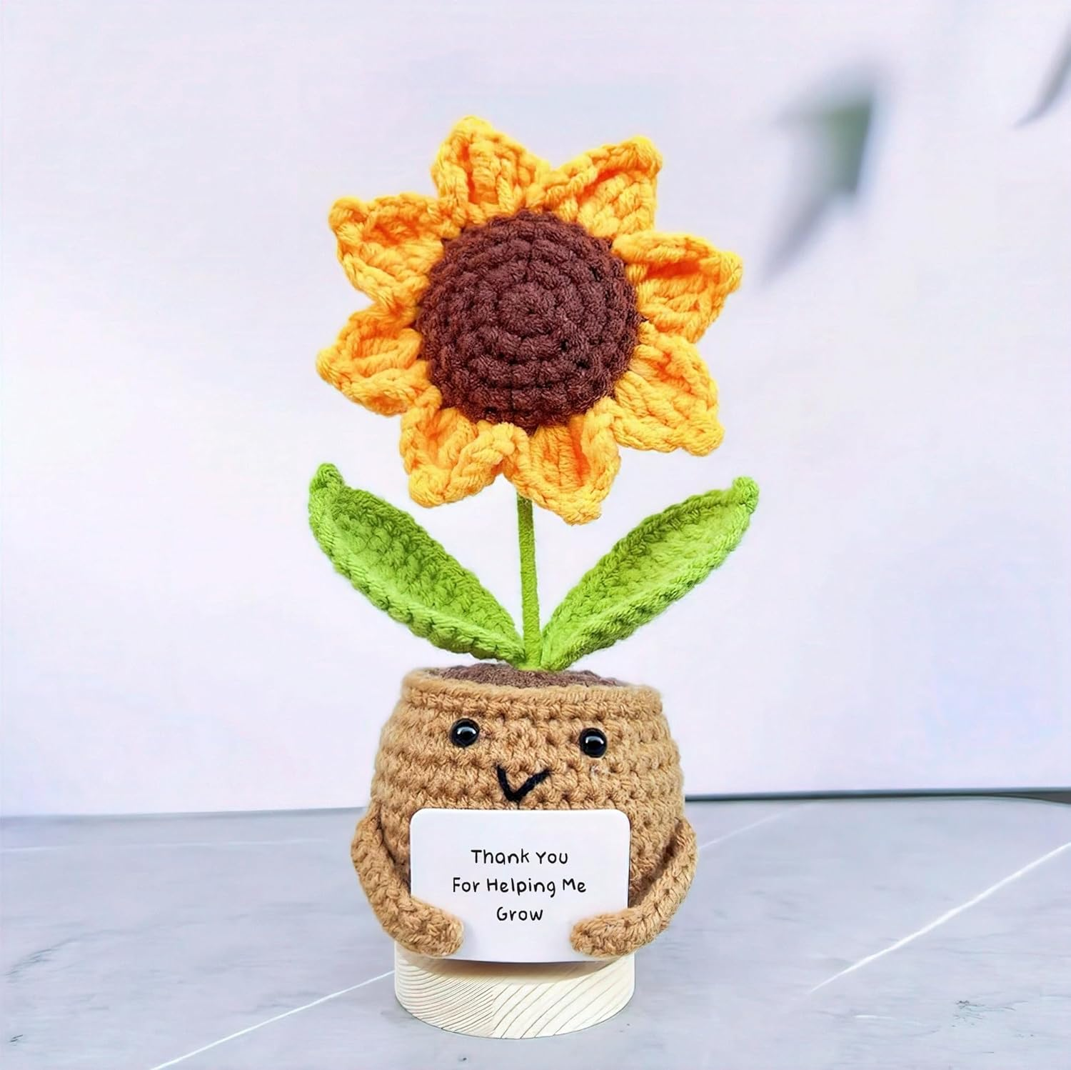 Thank You for Helping Me Grow Crochet Sunflower Doll - Teacher Appreciation Gift, Handmade Emotional Support Plant Decor for Birthdays, Mother'S|Father'S Day,Graduation & Home,Positive Affirmation - Thank You For Being An Important Part image number 2