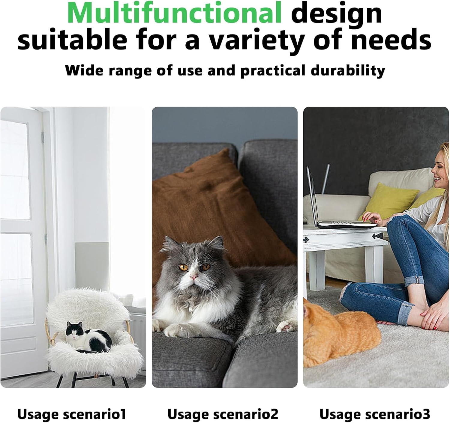 SPORWAY Pack of 2 Cat Scratching Mats: Sisal Carpet, Cat Scratch Protection Sofa, 50 X 25 Cm, Cat Scratching Boards, Durable and Easy to Clean, Sisal Carpet, Wood Colour image number 2