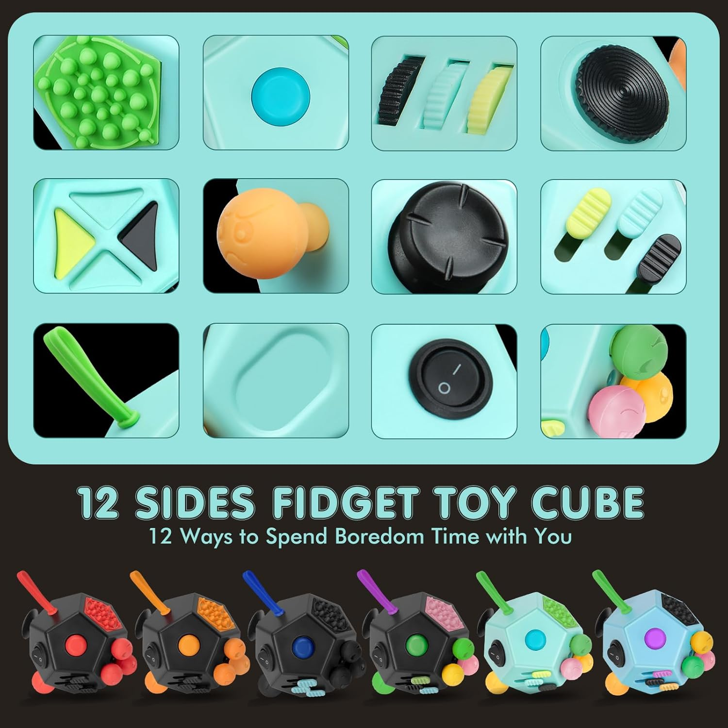 Milifox 12 Sided Fidget Cube - Fidget Cube Toy for Adults & Kids image number 6
