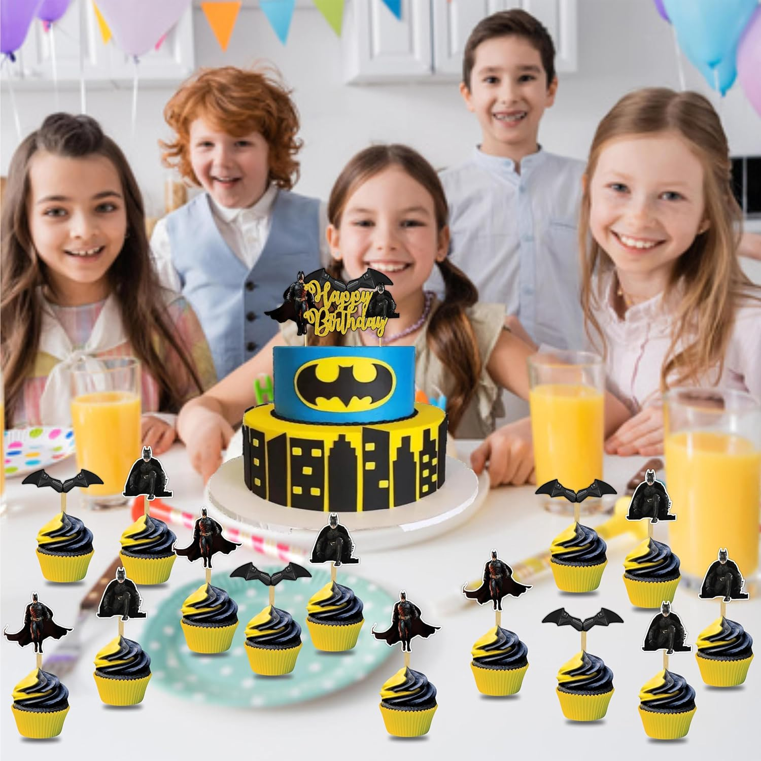 Seyal Btman Cupcake Toppers &ndash; Bold & Fun Superhero Decorations &ndash; Perfect for Btman Themed Birthday Parties, Kids Events & Superhero Celebrations image number 6
