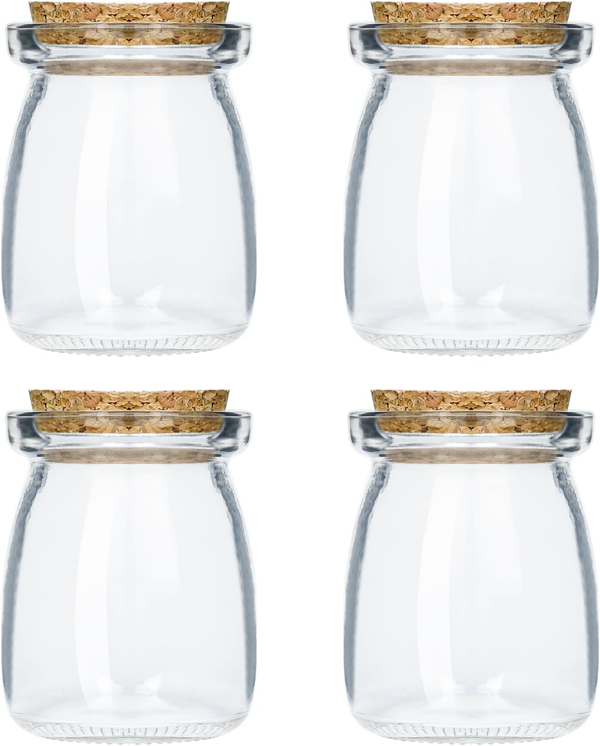 FJNATINH 4PCS Empty Glass Jars with Cork Stoppers Clear Glass Bottle Mini Vases Jars Message Wish Bottle for DIY Art Crafts Projects Decoration Party Supplies Wedding(Pudding Shape) image number 3