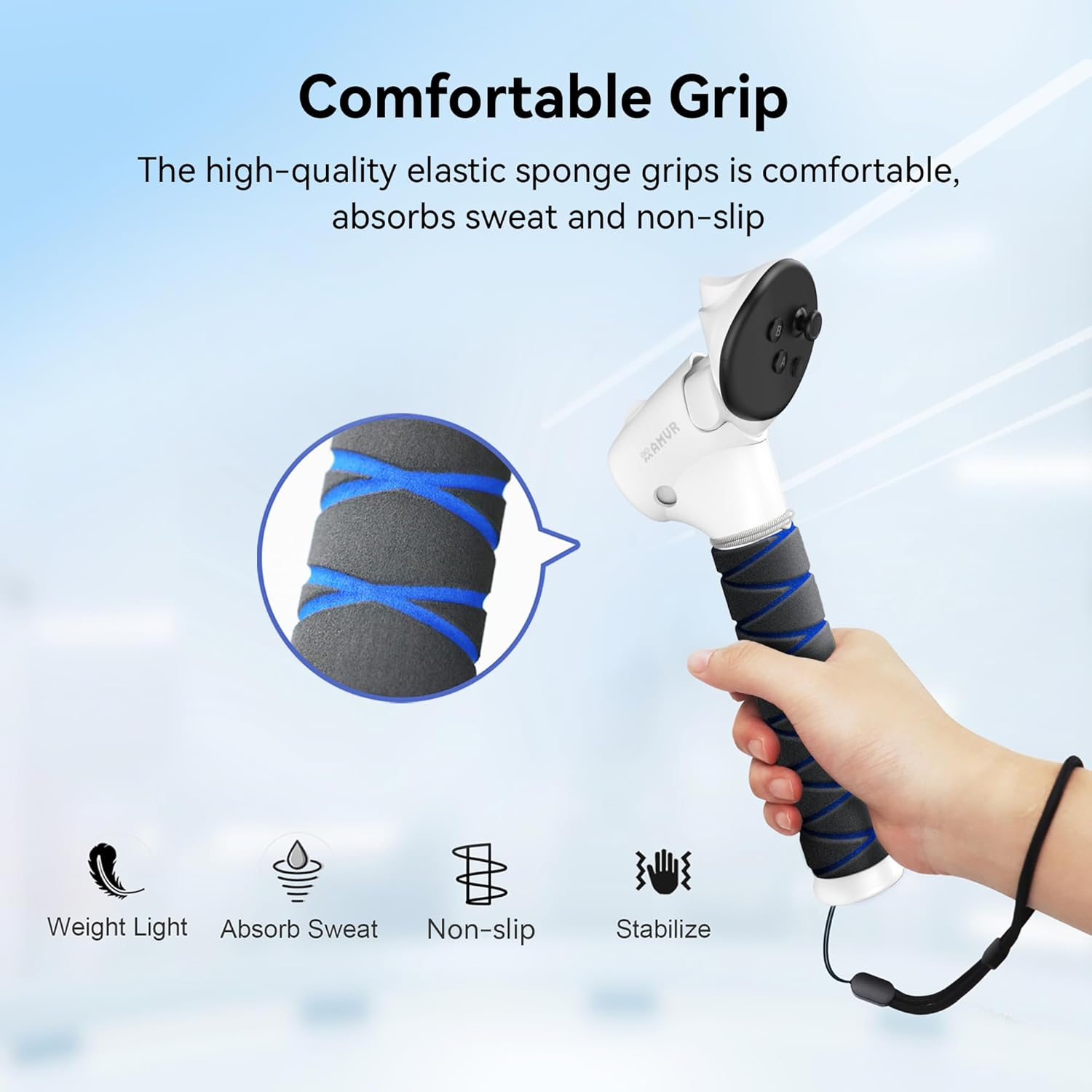 AMVR Upgraded Handle Attachment Compatible with Meta/Oculus Quest 3S/Quest 3 Accessories, 3-In-1 VR Gorilla Tag Long Arms Sticks, Beat Saber Handles, Golf Club Attachment, Extension Grips, VR Game image number 3