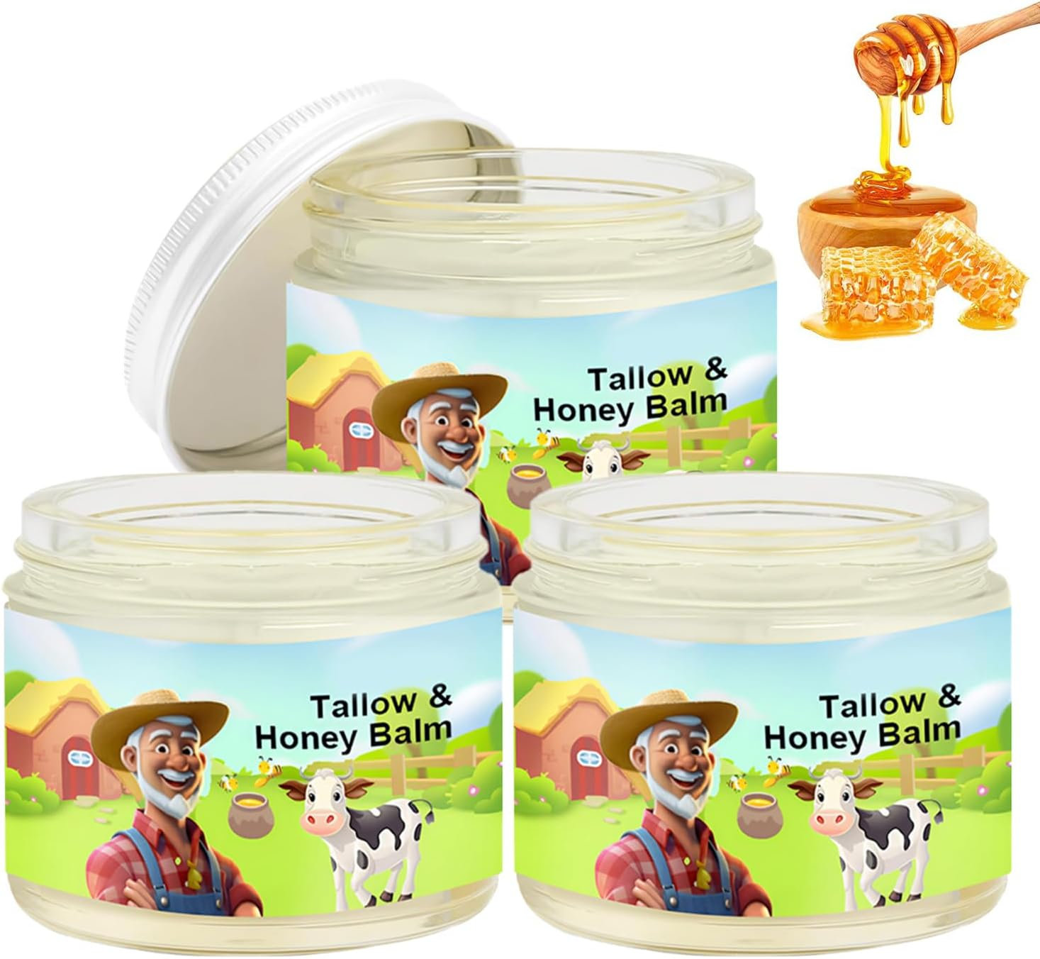 Tallow and Honey Balm, Beef Tallow and Honey Balm, Refreshing and Non Greasy Texture, Deeply Penetrate Skin, Absorbs Quickly for Hydrate Skin, Leaving It Feeling Soft, Supple and Glowing