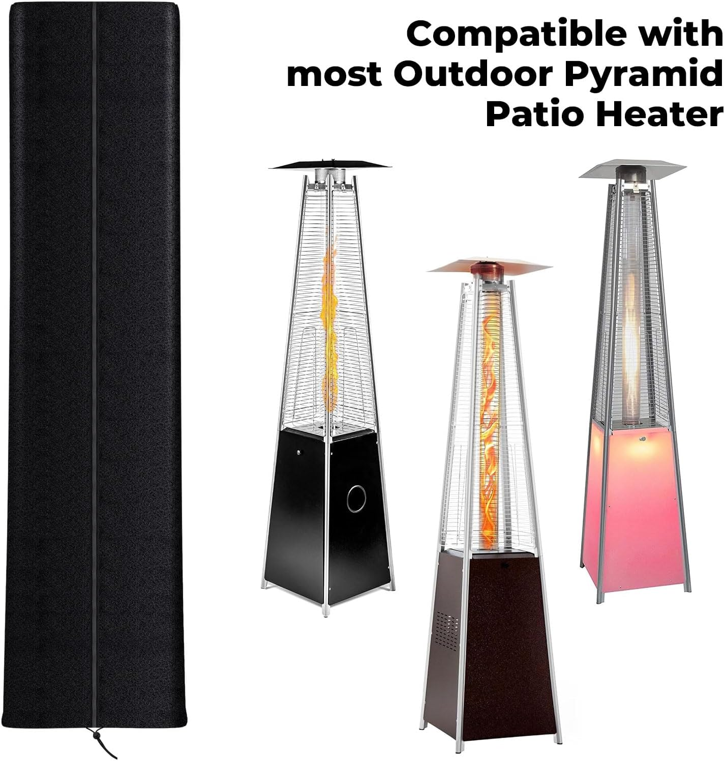 Pyramid Patio Heater Covers, Outdoor Pyramid Propane Heater Cover, Heavy-Duty and Weather-Resistant Oxford Fabric, Waterproof, Dust-Proof, Snow-Proof, Windproof, with Zipper and Storage Bag image number 5
