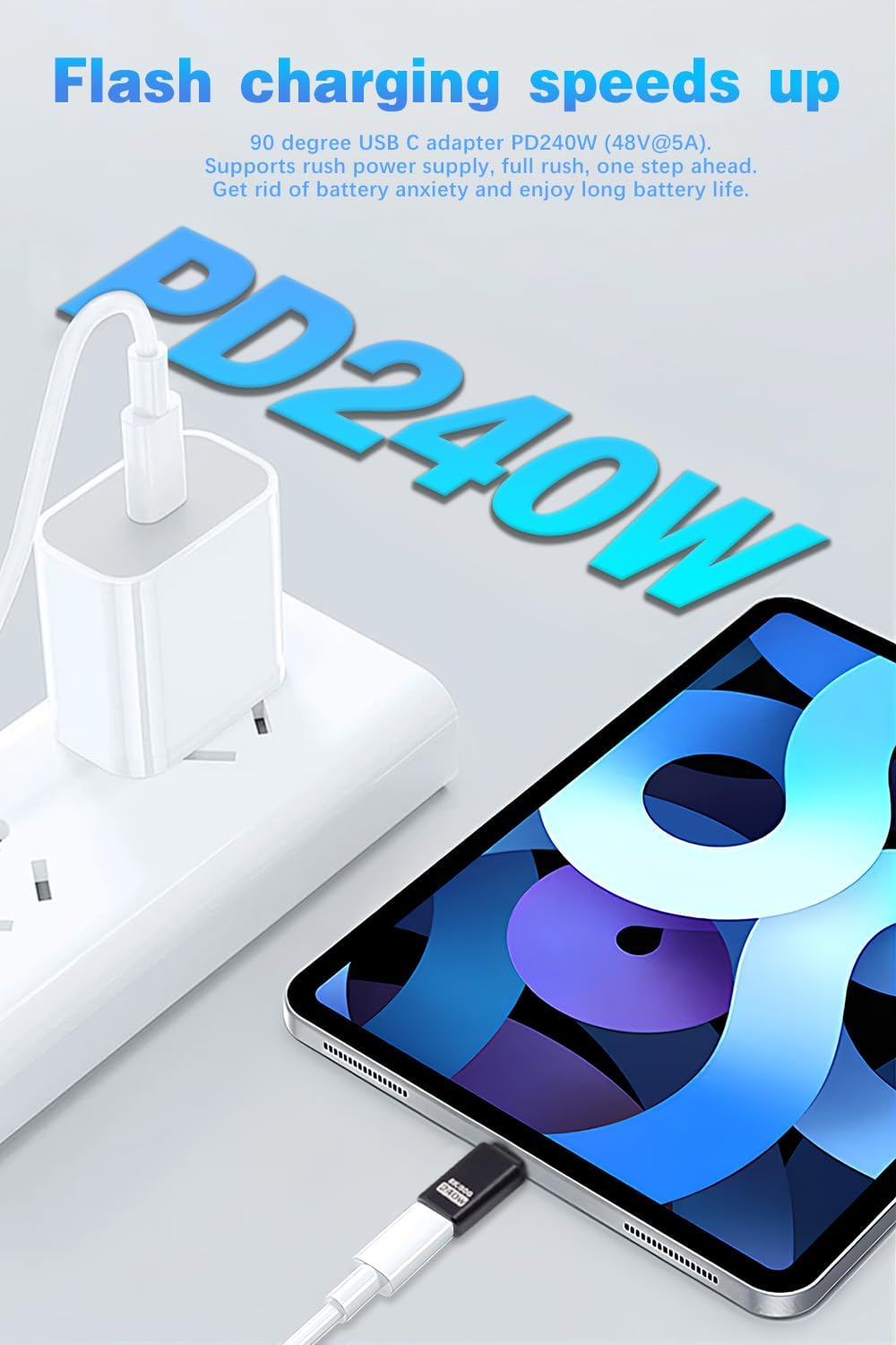 Duttek 80G 240W USB C Male to Female Adapter, USB C Extender Adapter Connector Compatible with Thunderbolt 5 Cable for Steam Deck, ROG Ally, Switch, Notebook, PC, Tablet, Phone 2 Pack image number 2