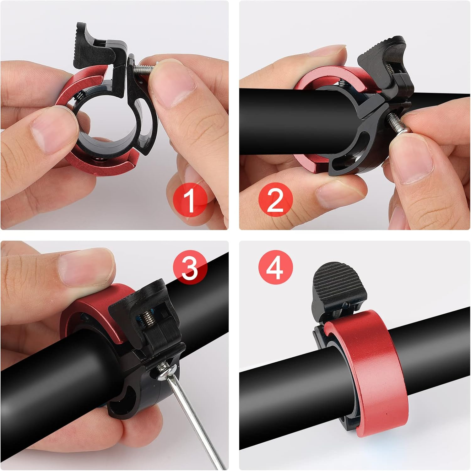 SAVITA 2Pcs Bicycle Bell, Innovative Aluminum Bicycle Ring Q Design Bike Ringer Loud Sound Bike Bell for Electric Bike Mountain Bike, Compatible with 0.875-0.898Inch Bike Handlebar image number 5