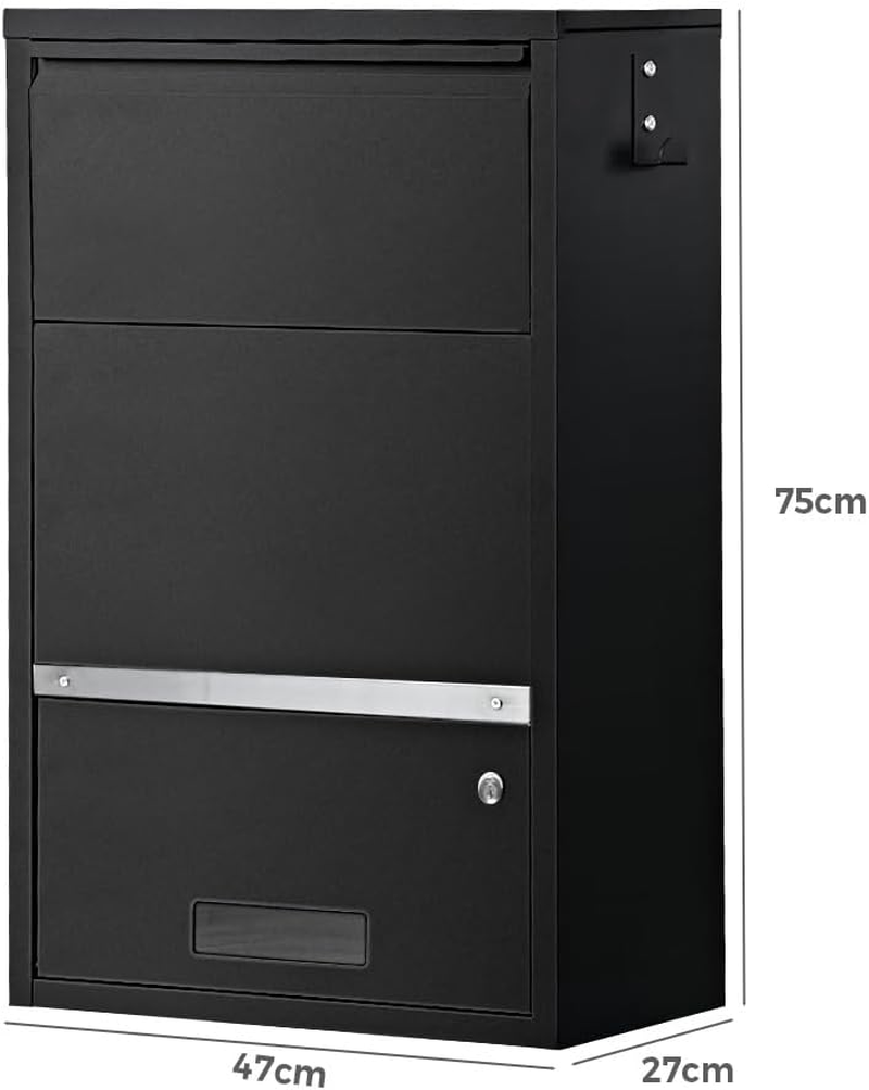Groverdi Parcel Box Post Letter Box Package Mailbox Security Lock Storage All Black image number 3
