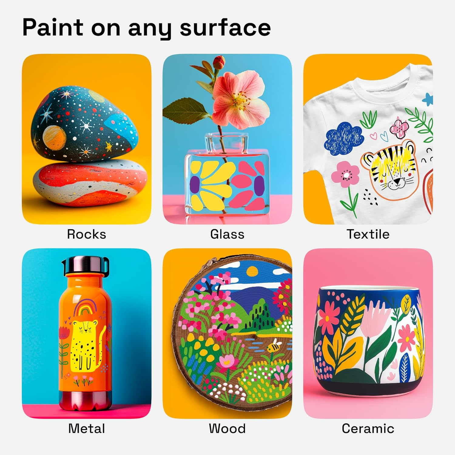 ARTISTRO 24 Colors Acrylic Paint Pens, Dual Tip (Fine 1Mm + Dot 5Mm) for Fabric, Canvas, Rock, Glass, Wood, Paper, DIY, Paint Markers for Kids & Adults image number 6