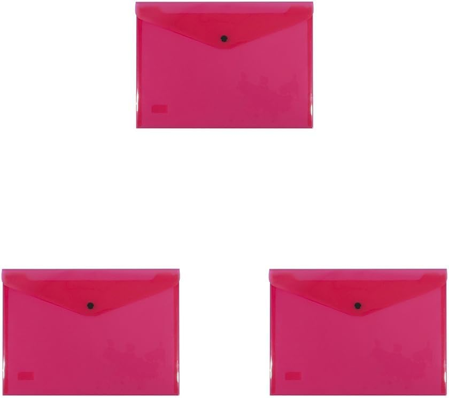 Bantex, Document Wallet A4, Button Closure, Translucent, Red, Polypropylene