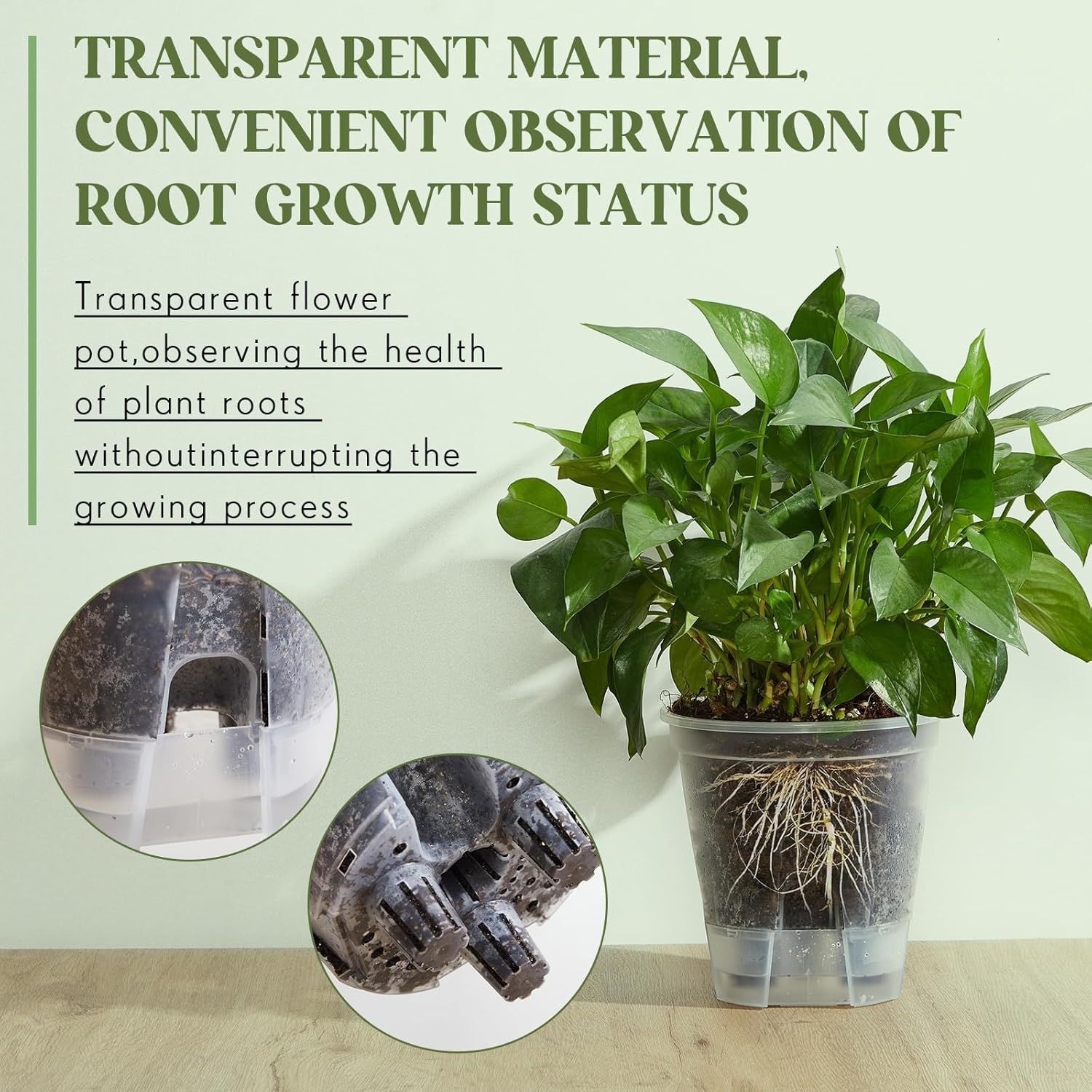 Wonderjune 9 Pcs Self Watering Pots for Indoor Plants with Deep Reservoir and High Drainage Holes for Outdoor Plants and Flowers(Clear,4.72'', 5.91'', 7.09'') image number 4