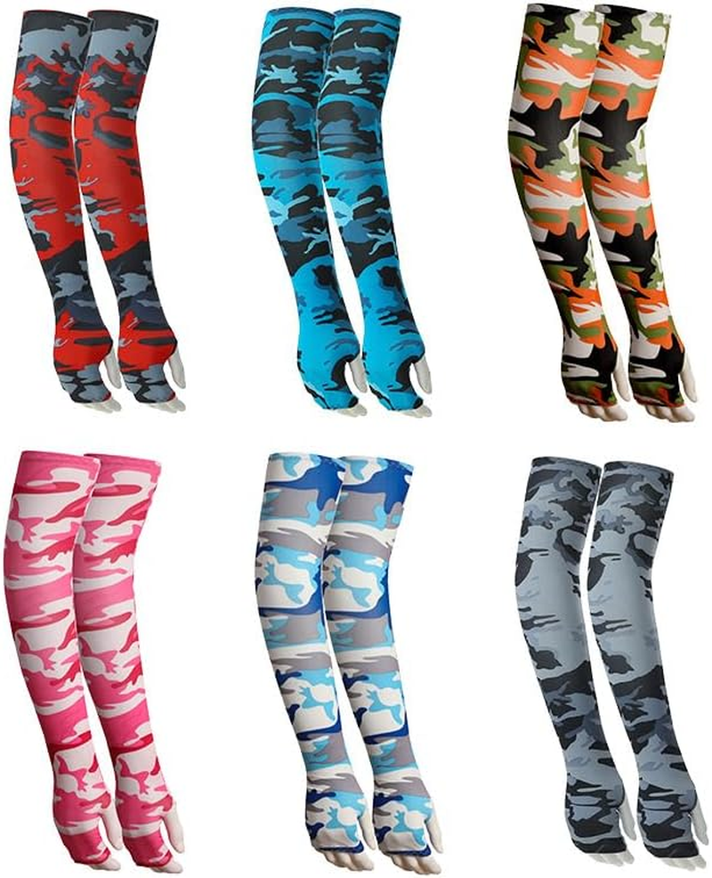 3 Pairs Cooling UV Protection Arm Warmers Arm Warmers for Men and Women Arm Sleeves Cooling UPF 50+ Arm Sleeves Tattoo Cover for Outdoor Sports Cycling Fishing Basketball Hiking Running - Camouflage Red image number 7