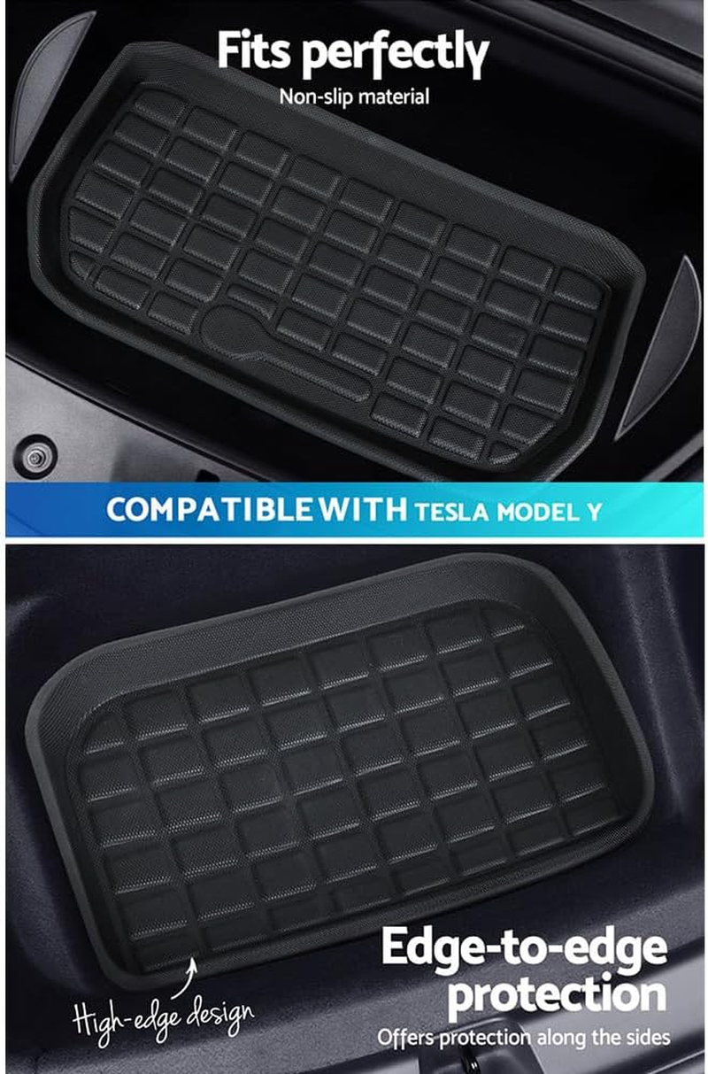 Weisshorn Car Truck Mats for 2020-2025 Tesla Model Y, 3Pcs All Weather Rubber Cargo Liners and Fruck Tray Mats Cars Carpets anti Slip Cover Protector
