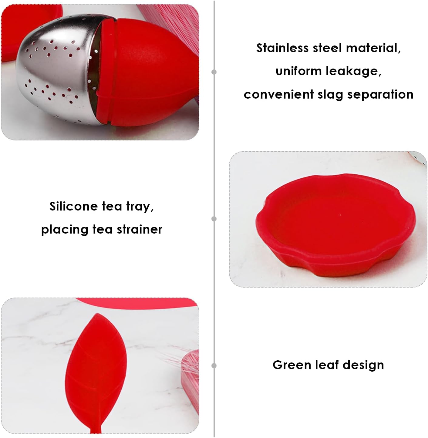4 Pieces Loose Tea Infuser, Tea Infuser, Silicone Tea Infuser, Leaf Love Tea Infuser, Tea Strainer with Long Handle, Tea Preparation Tool Accessories