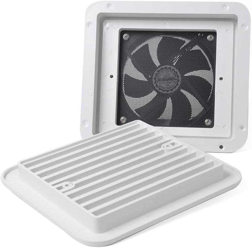 Areyourshop 12V Exhaust Fan RV Caravan Side Air Trailer Vent Ventilation Cooling Mute - Durable Weatherproof Plastic, Suitable for Rvs, Trailers, and Motorhomes, Low Power Consumption, High RPM