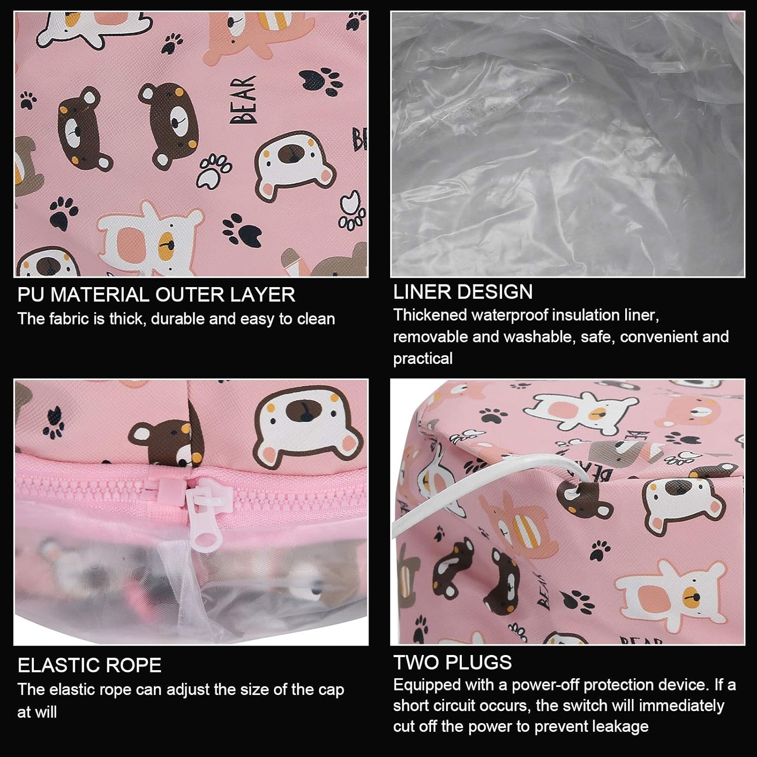 YUYTE Heat Cap for Deep Conditioning, Removable Hair Care Hat, Adjustable Heating with Intelligent Protection, 3-Speed Steamer Cap, Salon Hat Great Conditioner(#2) image number 6