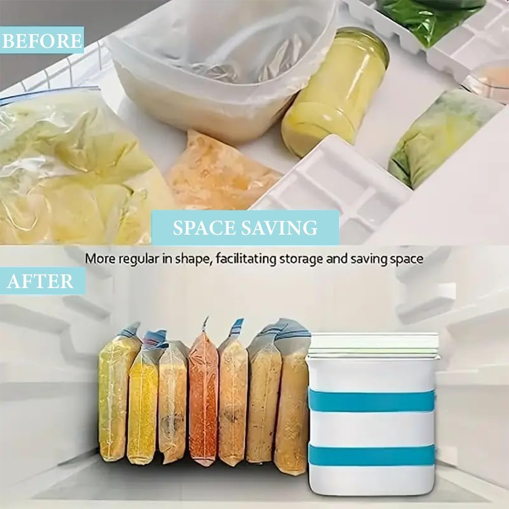 1 Pcs White Freeze up Freezer Food Maker, Upright Block Maker, 6 Cups, Meal Prep Bag Container to Freeze Soup and Leftovers, Gallon image number 6
