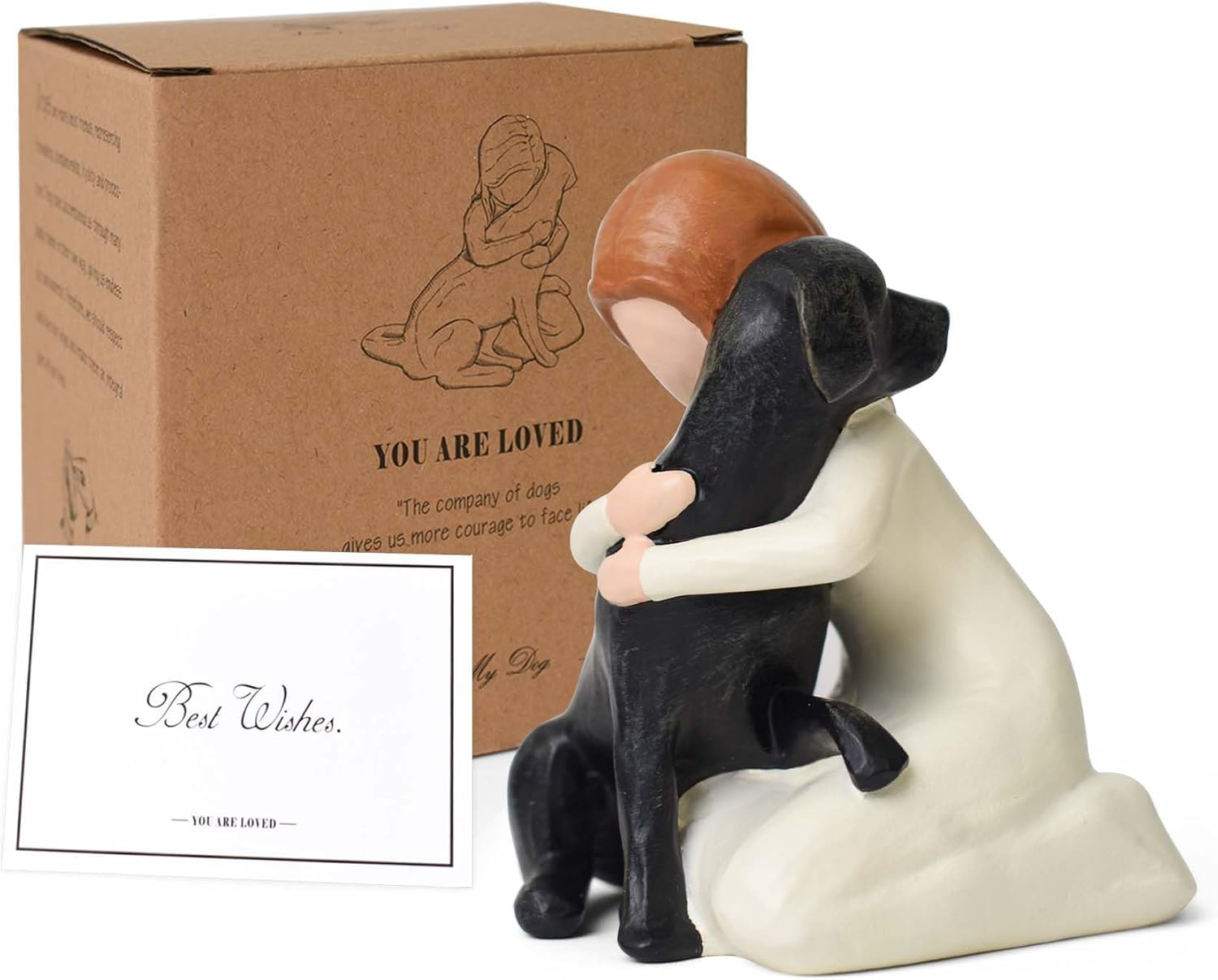 Lnrkai Black Dog Figurines Statues, Memorial Gifts for Loss of Dog, Sympathy Dogs Figurine for Pet Lovers, Hand-Sculpted Resin Black Labrador, Home Decor for Dogs Owners image number 4