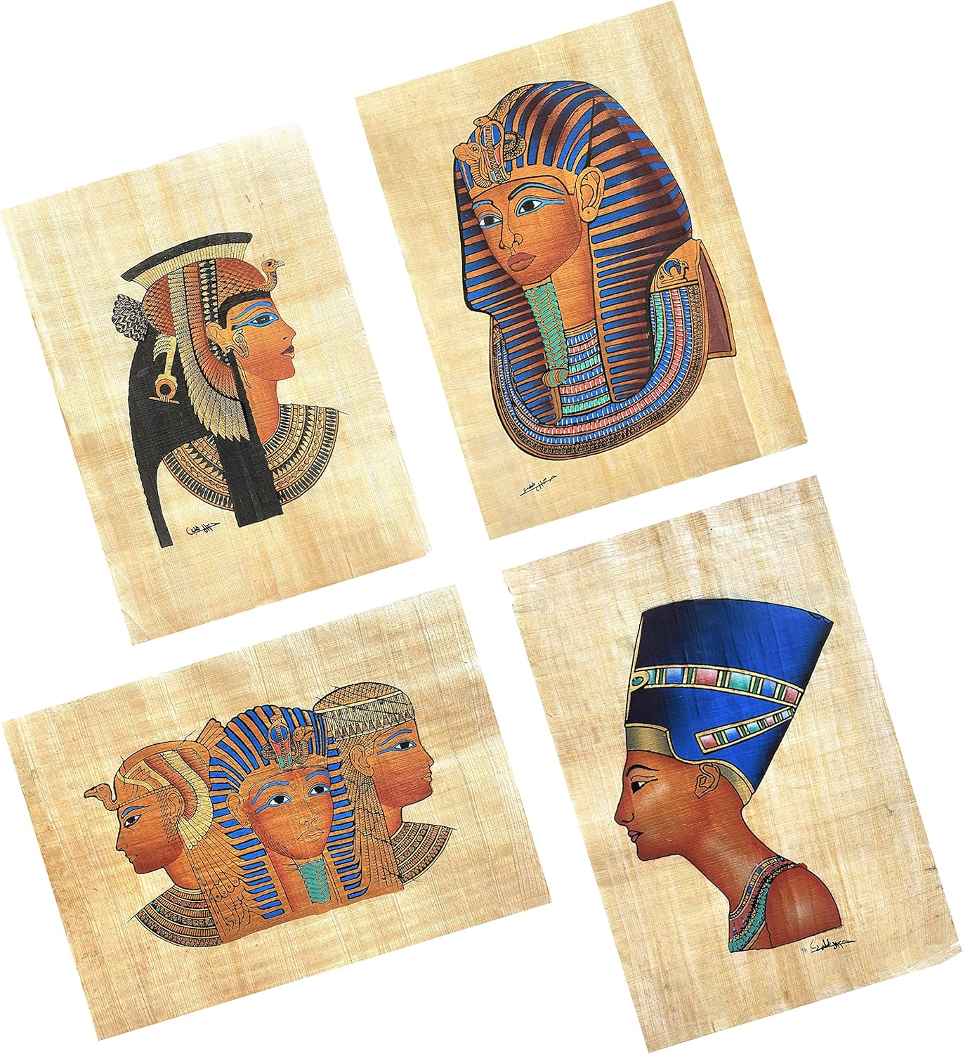 Nilecart Collection of 4 Sheets Egyptian Papyrus Paintings Original Hand Painted Papyrus Paper Ancient Egyptian Size 9X13 In. Handmade in Egypt. (ISIS Collection) image number 6