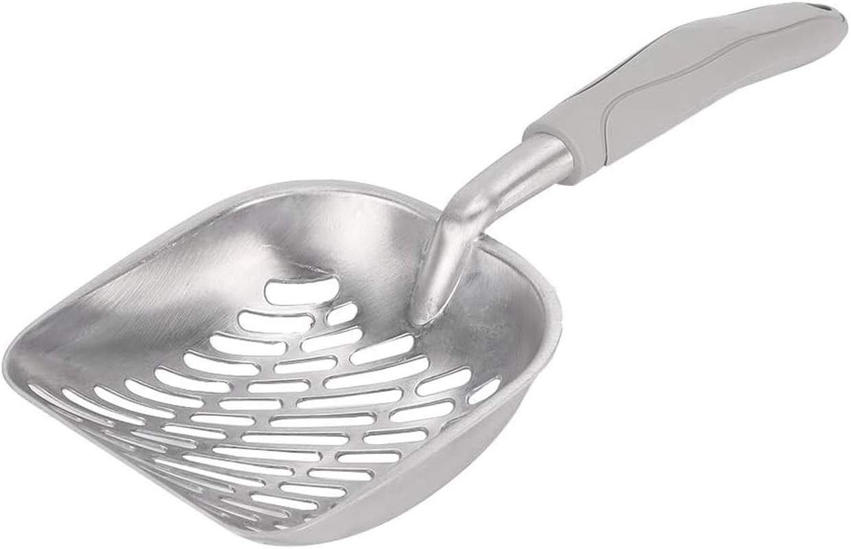 Kitty Metal Scooper, Stainless Steel Cat Poop Cleaning Tool Litter Box Cleaner Easy to Use Effectively Filter Cat Litter for Poop Sifting(Grey) image number 4