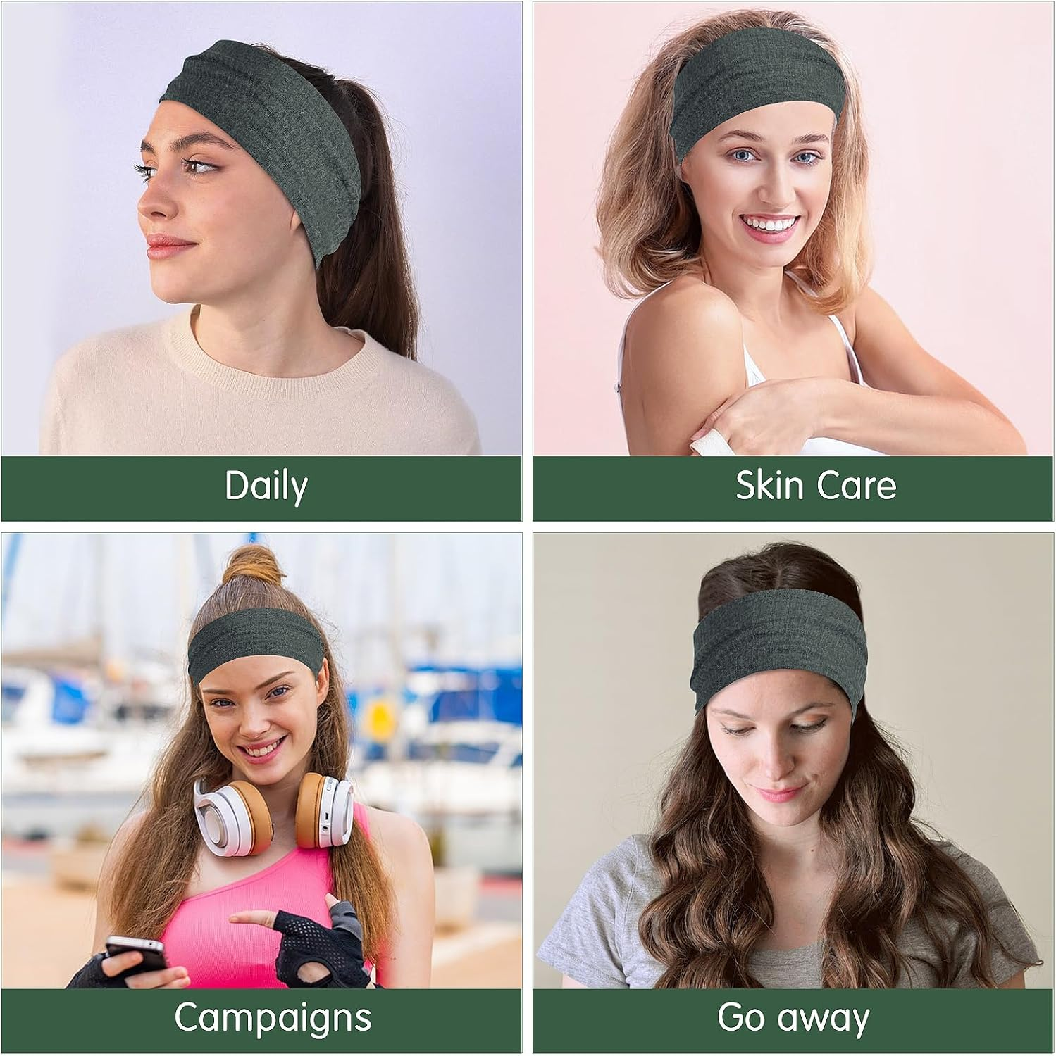 Pack of 6 Women'S Headbands, Elastic Wide Hair Bands, Headband, Sports, Sweat Hair Bands, Non-Slip, Fashionable, Wide Elastic, Soft Hair Band image number 3