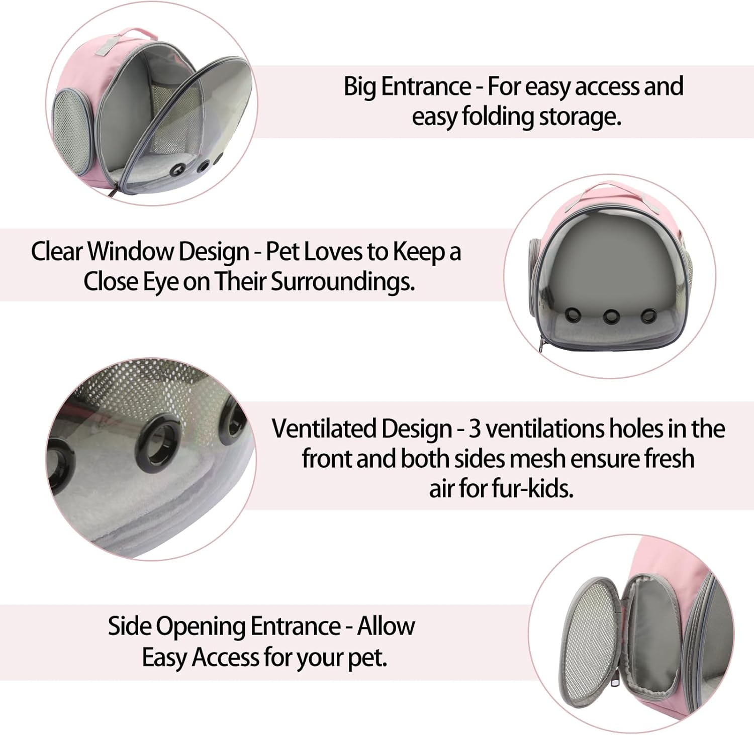 Small Animal Carrier Bag - Portable Hamster Carrier Outgoing Travel Pouch, Breathable & Perspective, Perfect for Parrots Ferret Hedgehog Squirrel Chinchilla Sugar Glider (Backpack-Pink) image number 1