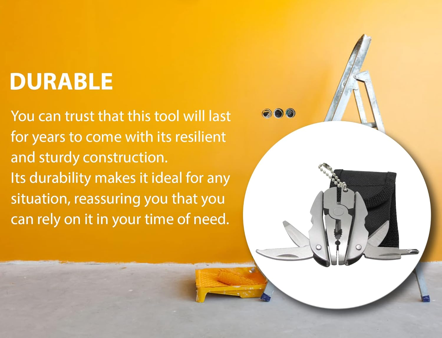 Mini Plier Keychain Set - 6-In-1 Multitool Plier, Adjustable Wrench & Carry Case - Multifunctional All in One Tool - Wire Strippers, Phillips Screwdriver, Knife, File & Flat Screwdriver