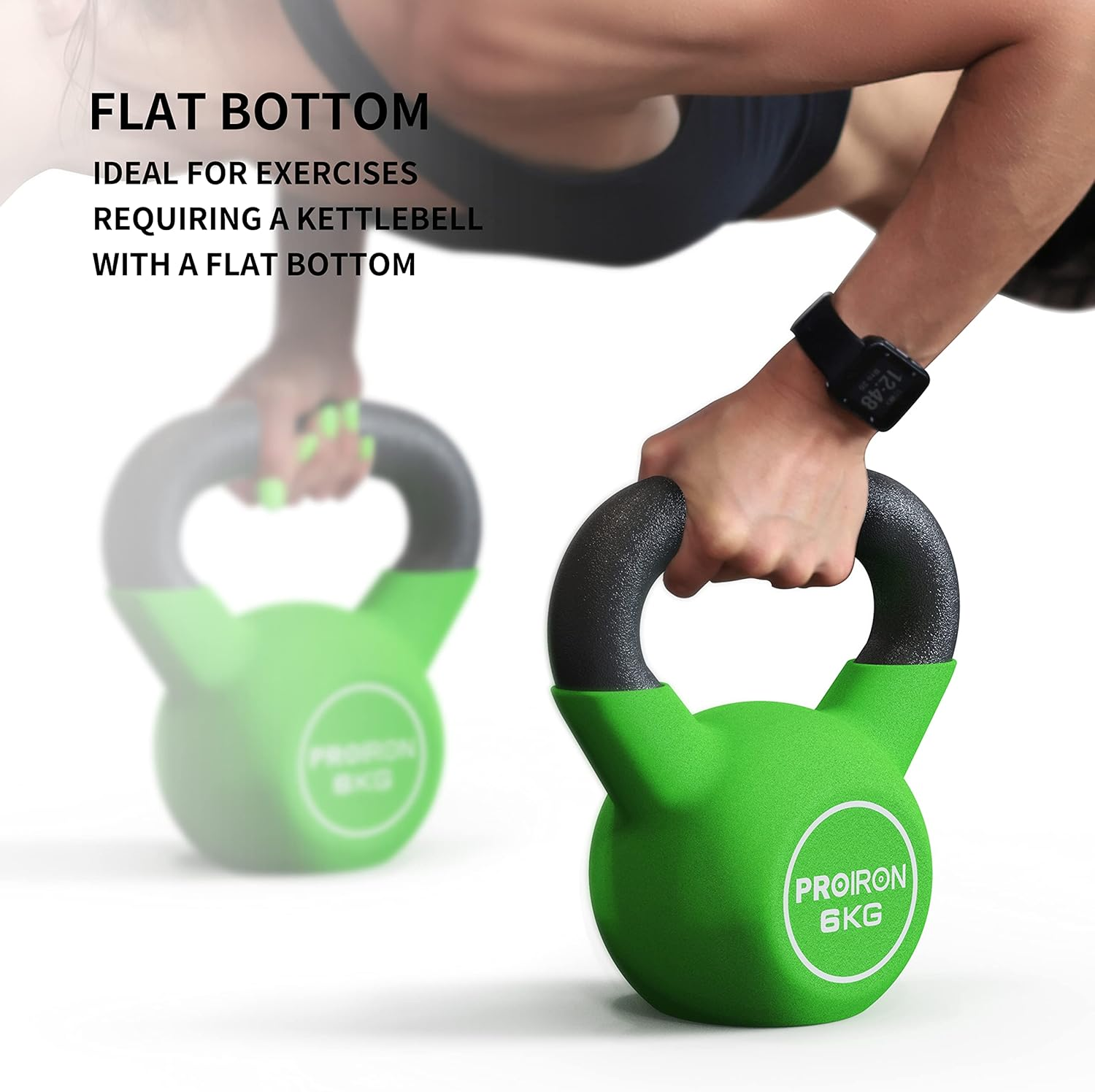 PROIRON Neoprene Coated Kettlebell Weights Solid Cast Iron Kettlebell, Strength Training Kettlebells for Weightlifting, Conditioning, Strength & Core Training in 4KG, 6KG, 8KG, 10KG, 12 KG, 14KG,16KG,20KG - C-8Kg image number 4