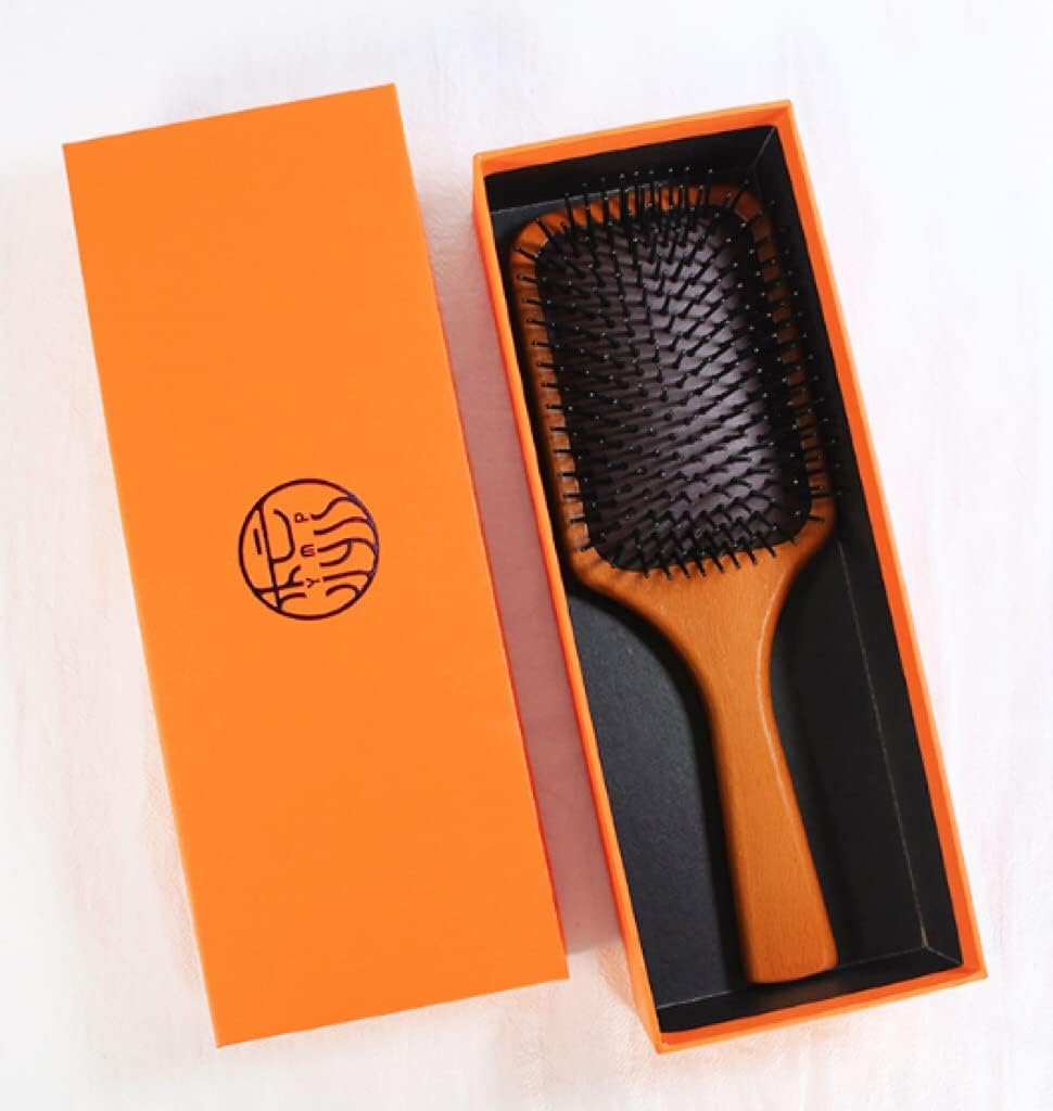 Paddle Hair Brush for Detangling, Wooden Hairbrush,Hairbrush Set with Air Cushion, Spa Comb,Reduces Frizz, Massages Scalp,Comb for Women and Men,For Straight Curly Wavy Wet and Dry Hair,Thick or Fine image number 4