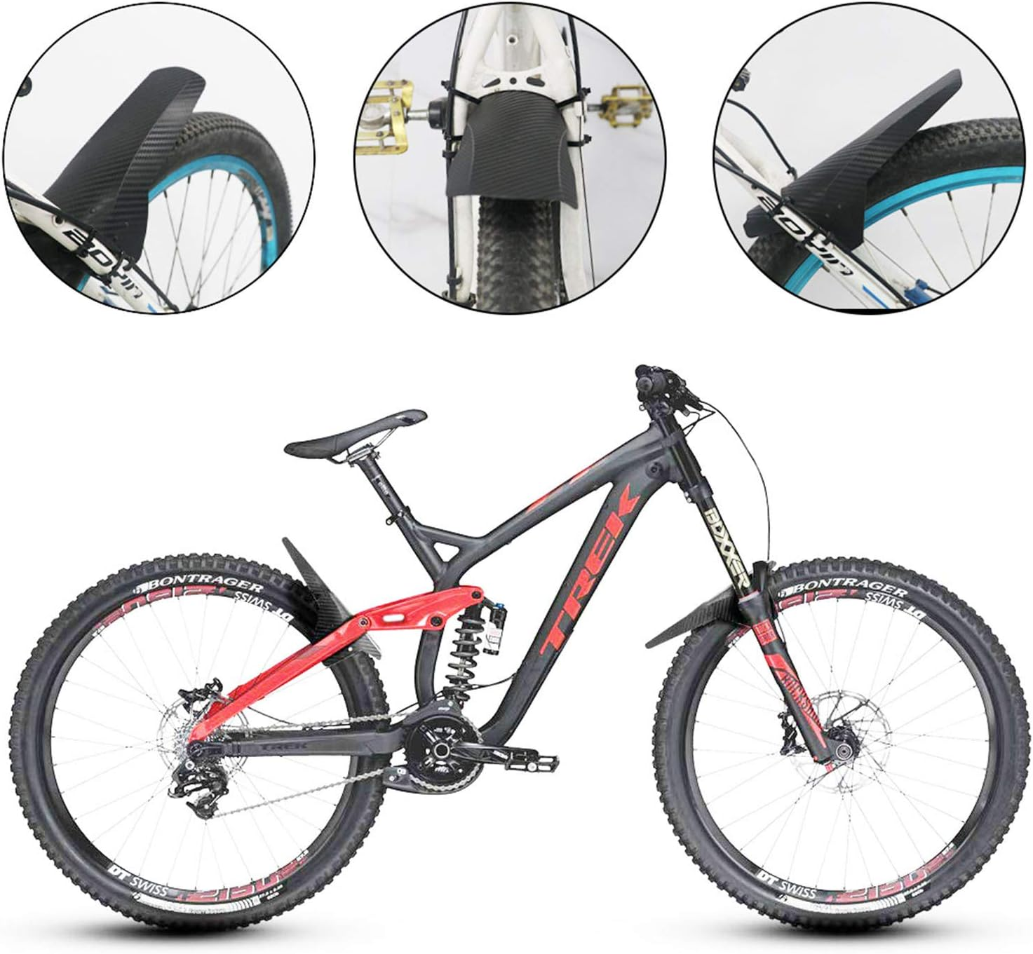 Popuppe 2 PCS Mountain Bike Mudguards Set, Bike Fender, MTB Carbon Fiber Mud Guard Front and Rear Compatible, Mountain Bike Fender Fixed Gear Mudguard for 26", 27.5", 29" Size Mountain Bike image number 2
