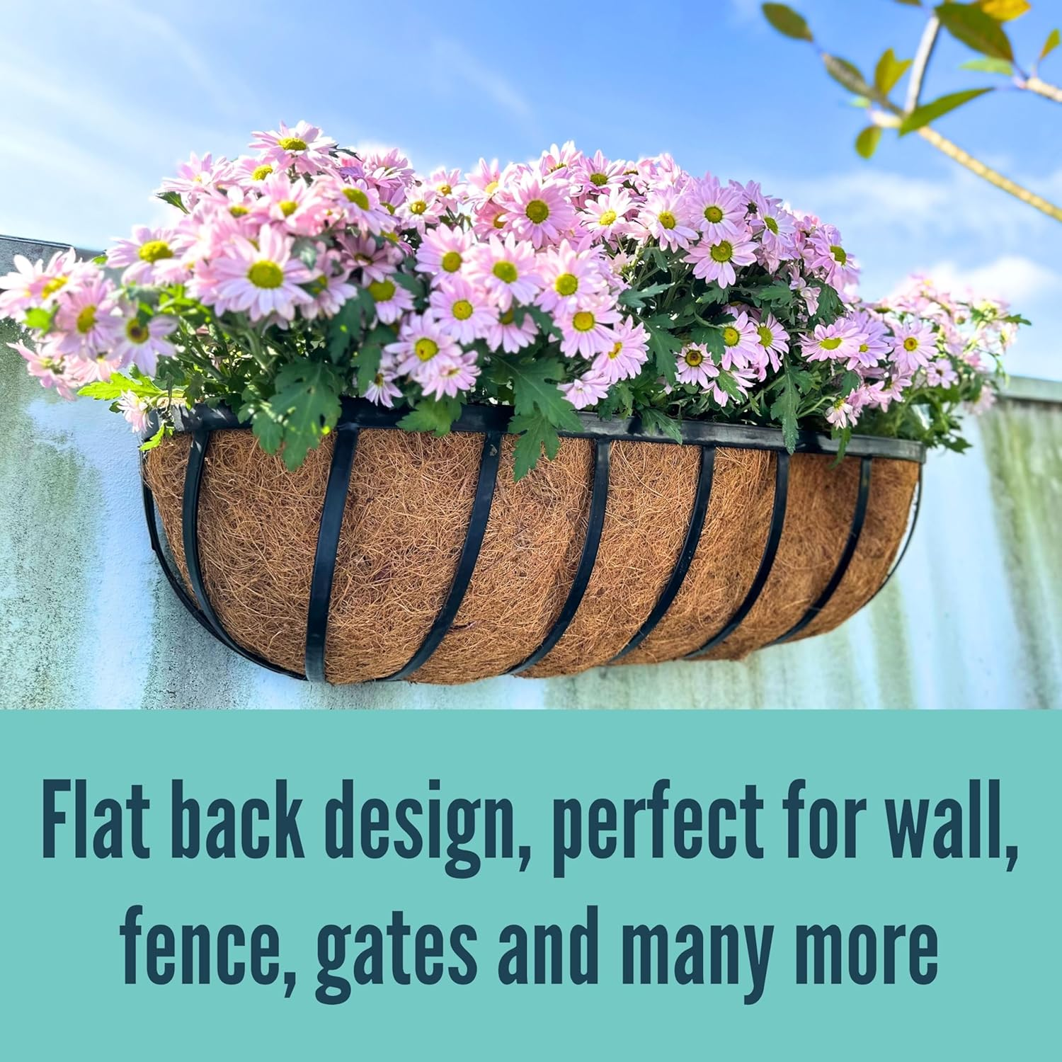 Lalagreen Deck Railing Planter Box - 2 Pack, 36 Inch Large Wall Planters for Outdoor Plants, Window Flower Boxes Attach House with Coco Liners Metal Horse Troughs Fence Balcony Patio Porch over Rail image number 1