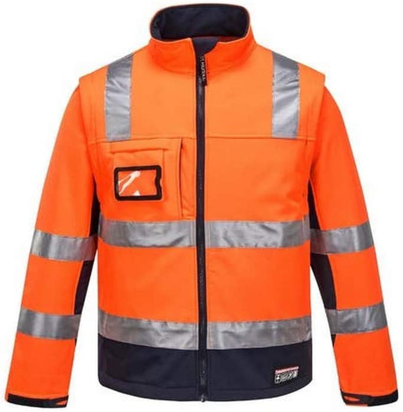 Huski K8074 High Visibility Reflective Chassis 2-In-1 Softshell Jacket Railway Orange, Medium