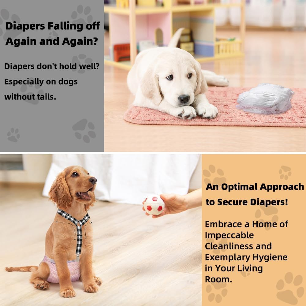 Small Dog Nappies Suspenders 3Pcs Washable Adjustable Pet Diaper Keeper for Female/Male Doggy, Comfortable Season Pants, Period Pants image number 4