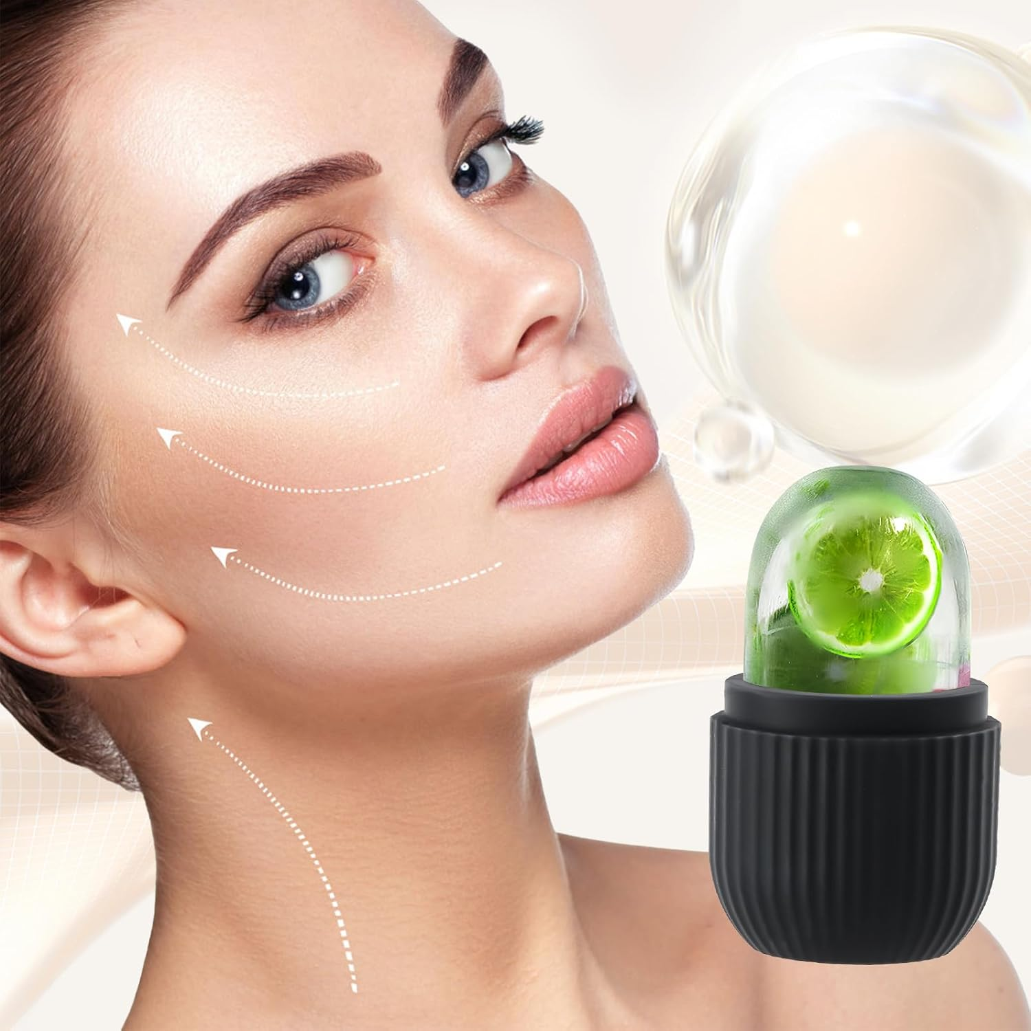 Ice Roller for Face, Eyes and Neck - Reusable Ice Roller - Instant Cooling and Puffiness Reduction - Face Massage for Puffiness - Manual Eye Massager for Wrinkles - Natural Skincare Tool (Black) image number 1