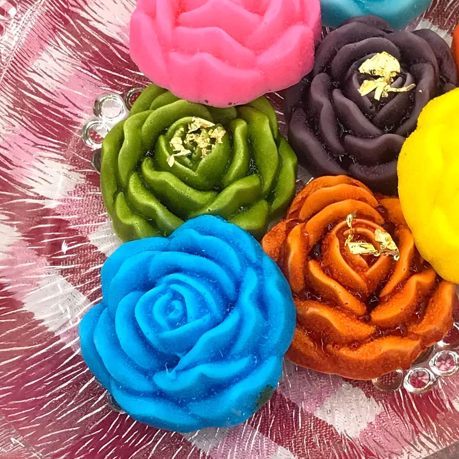 12PC Pack Siam Rose Shape Molds | Assorted Colors Flower Mixed Design Mold for Chocolate Molds Candy Molds Mini Soap Molds Silicone Ice Cube Jelly | Separated Individual Mold image number 3