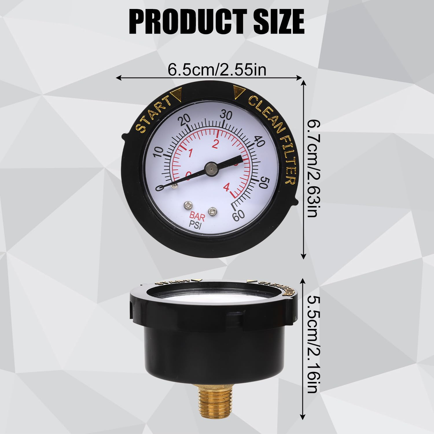 0-60PSI Pool Filter Pressure Gauge, 1/4 NPT Back Mount Waterproof Clean Sand Filter Indicator Water Pressure Gauge Replacement Parts Accessories for Swimming Pool Pumps Spa Aquarium Pressure Testing image number 2