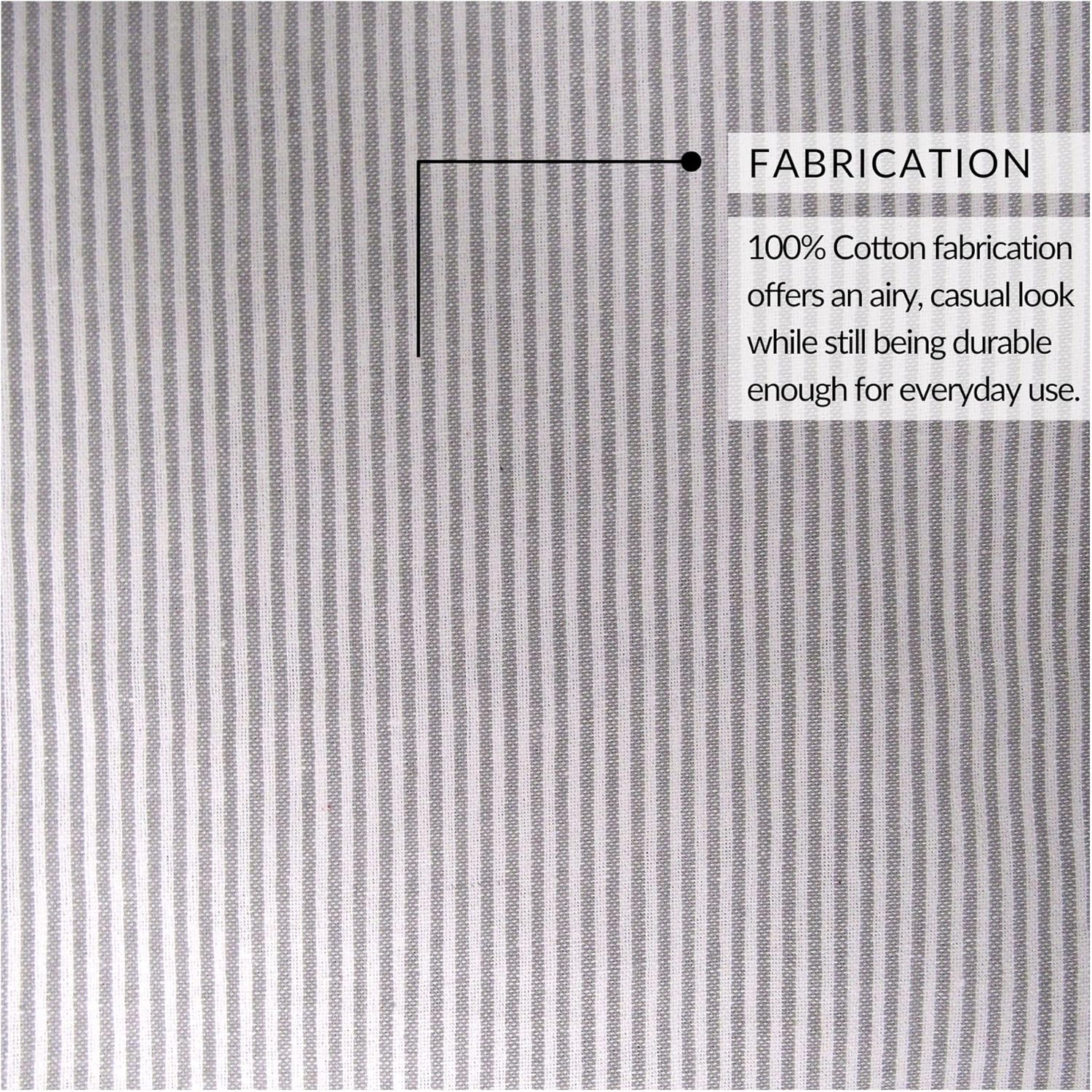 Elrene Home Fashions Tucker Ticking Stripe Window Kitchen/Caf&eacute; and Bath Tier Set of 2, 30" W X 24" L, Gray