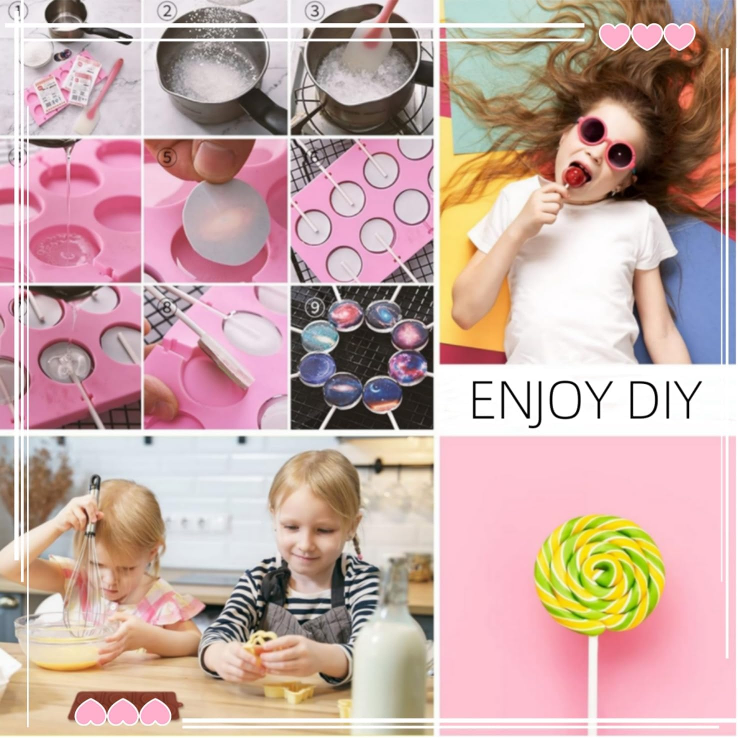 2Pcs 8-Capacity Large Silicone Lollipop Molds, Hard Candy Chocolate Sucker Mold, Candy Treat Bags, Great for Sucker, Hard Candy, Lollipop, Cake Pop (Large Round) image number 5