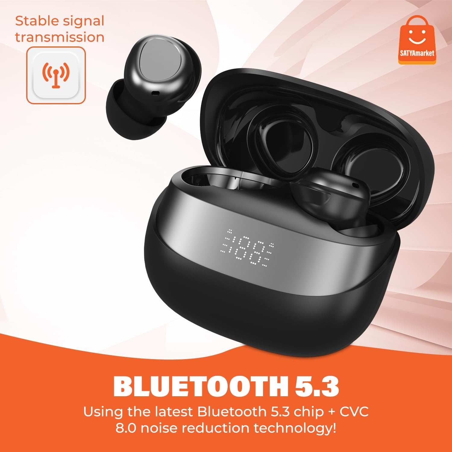 Satyamarket Mini Wireless Earbuds for Sleeping &ndash; In-Ear Bean-Shaped Bluetooth 5.3 Earphones with Power Display, 6Mm Titanium Driver, Noise Isolation, Lightweight Charging Case (White) image number 5