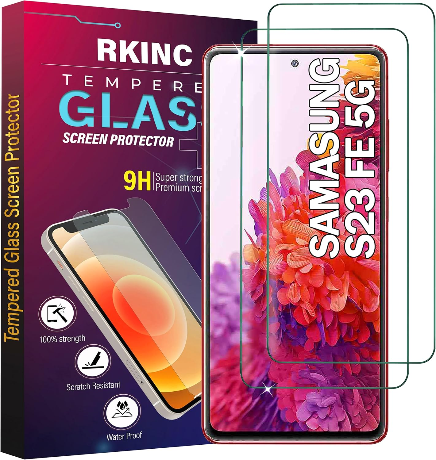 RKINC Screen Protector [2-Pack] for Samsung Galaxy S23 FE 5G, Tempered Glass Film Screen Protector, 0.33Mm Fingerprint Compatible [Lifetimewarranty][Anti-Scratch][Anti-Shatter][Bubble-Free] image number 6